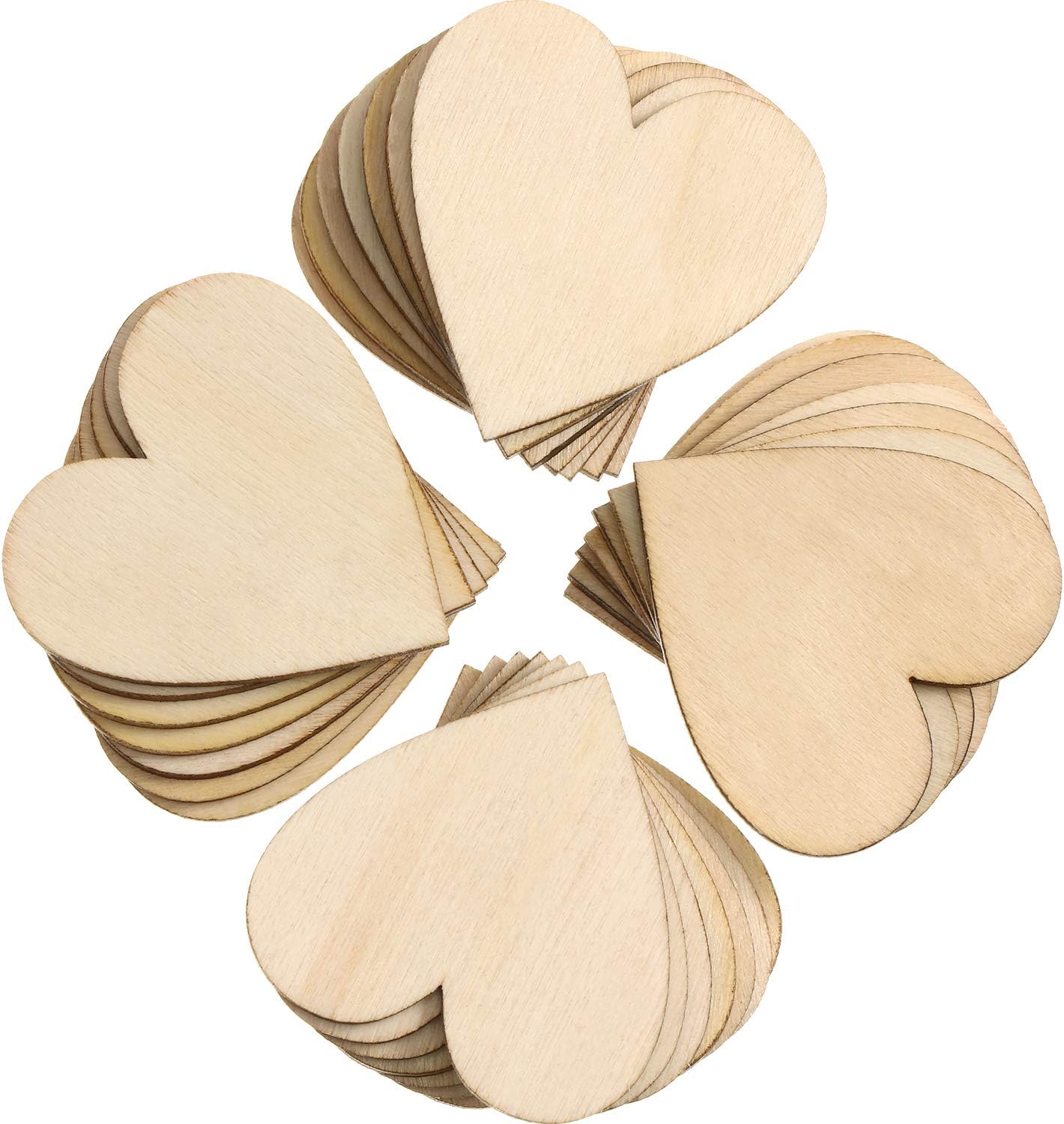 Tatuo 200 Pcs Blank Wooden Hearts for DIY Crafts