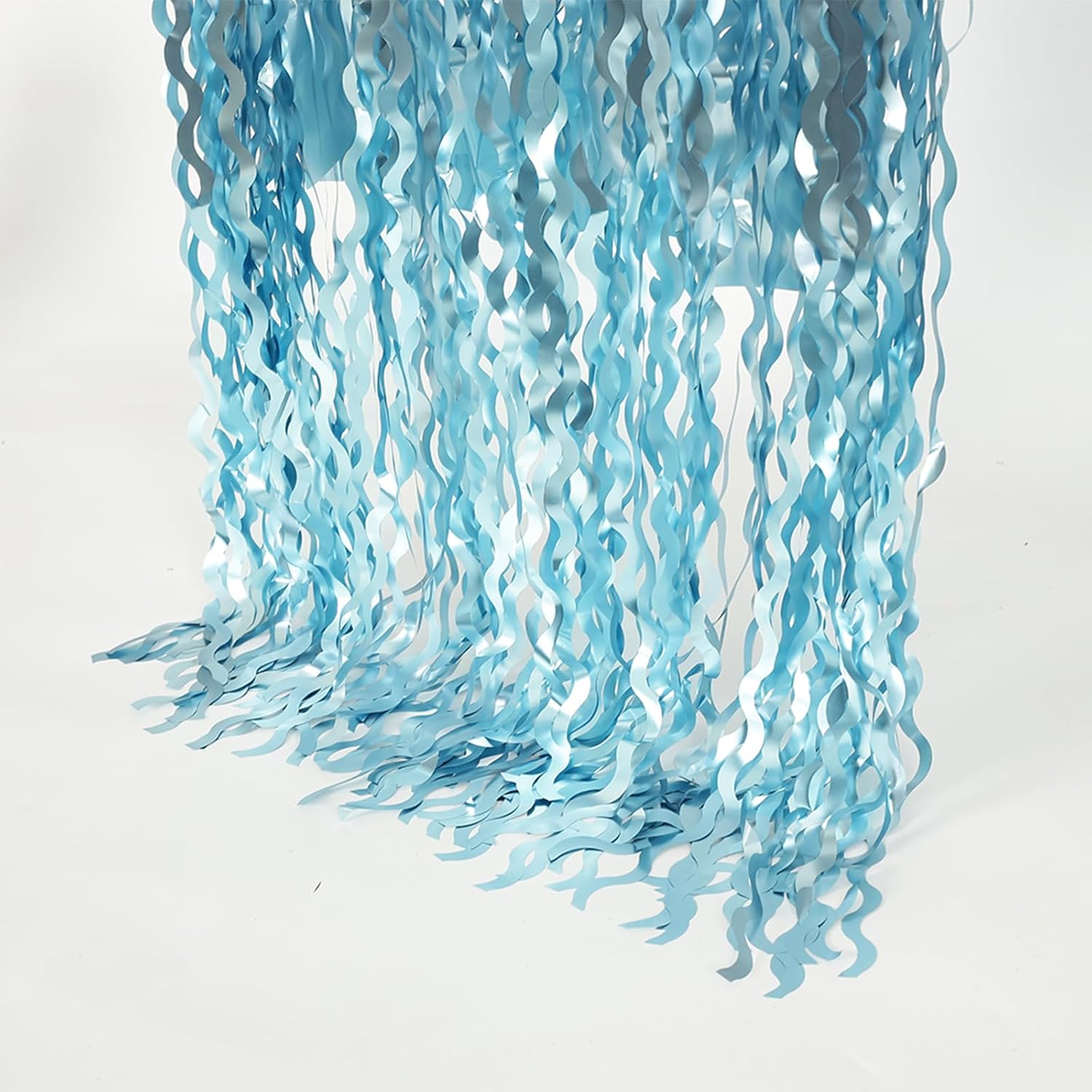 4 Pack Wavy Blue Foil Fringe Curtains 33x66ft Ocean Backdrop