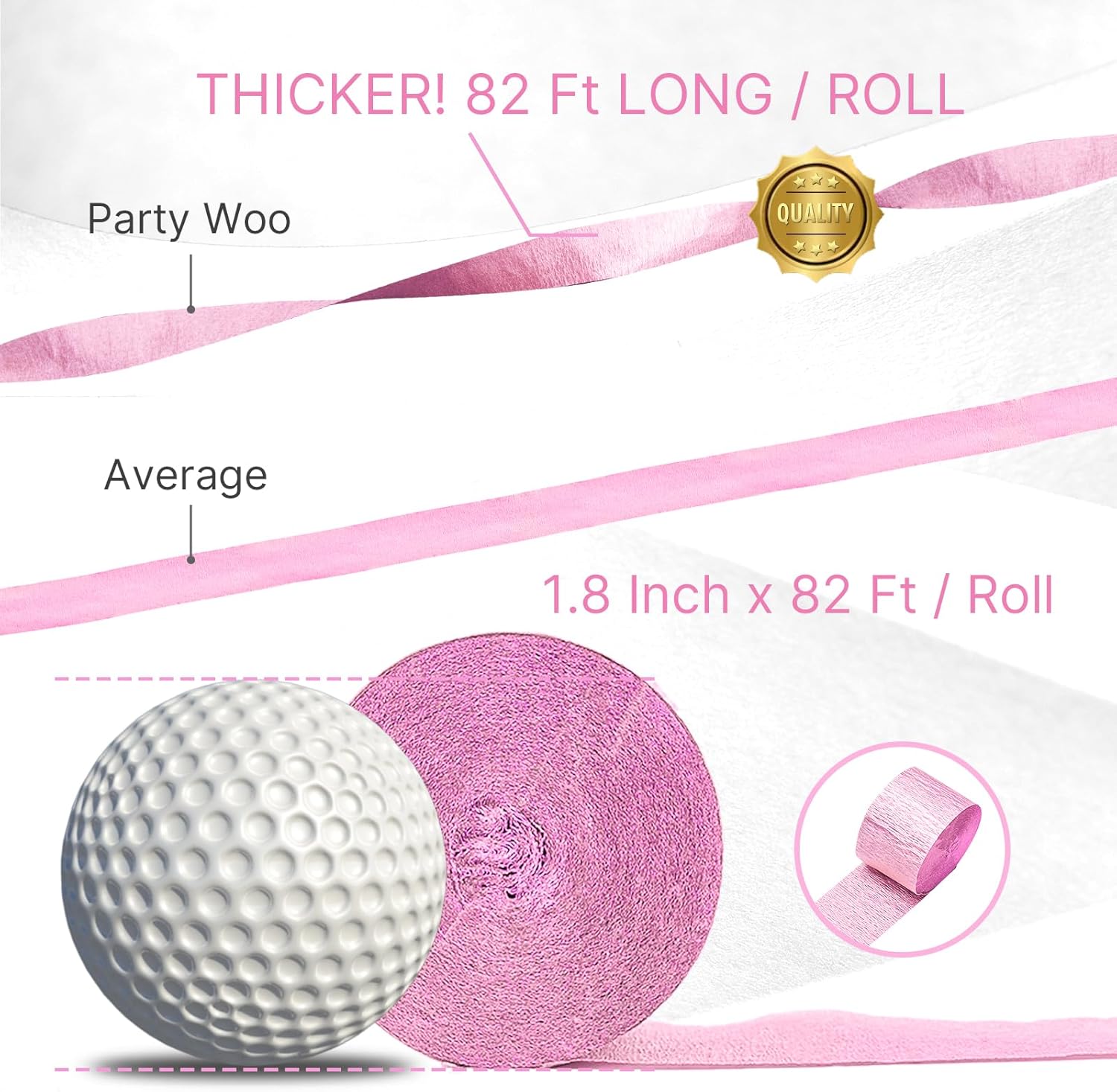 PartyWoo Pink Red Crepe Paper Streamers 6 Rolls 492 Feet