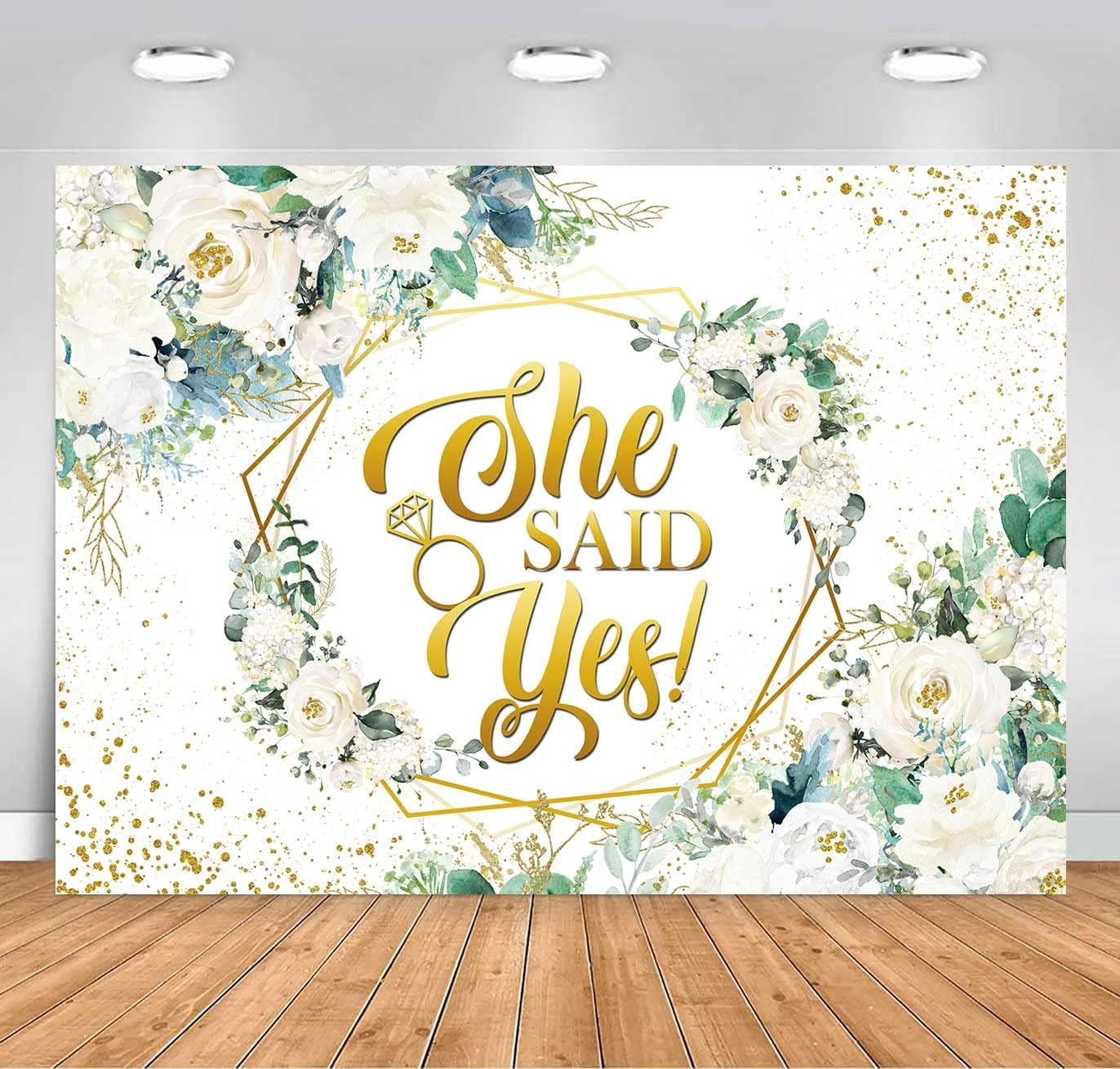 Sensfun She Said Yes Bridal Shower Backdrop