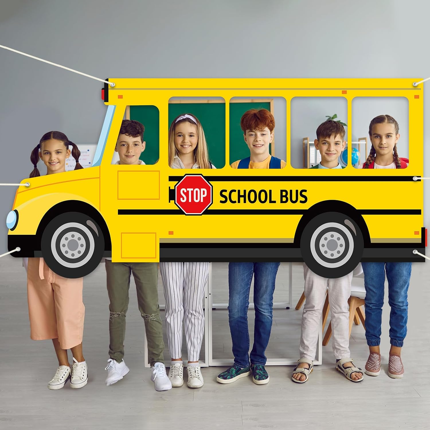 Yellow School Bus Photo Prop Banner for Back to School Party