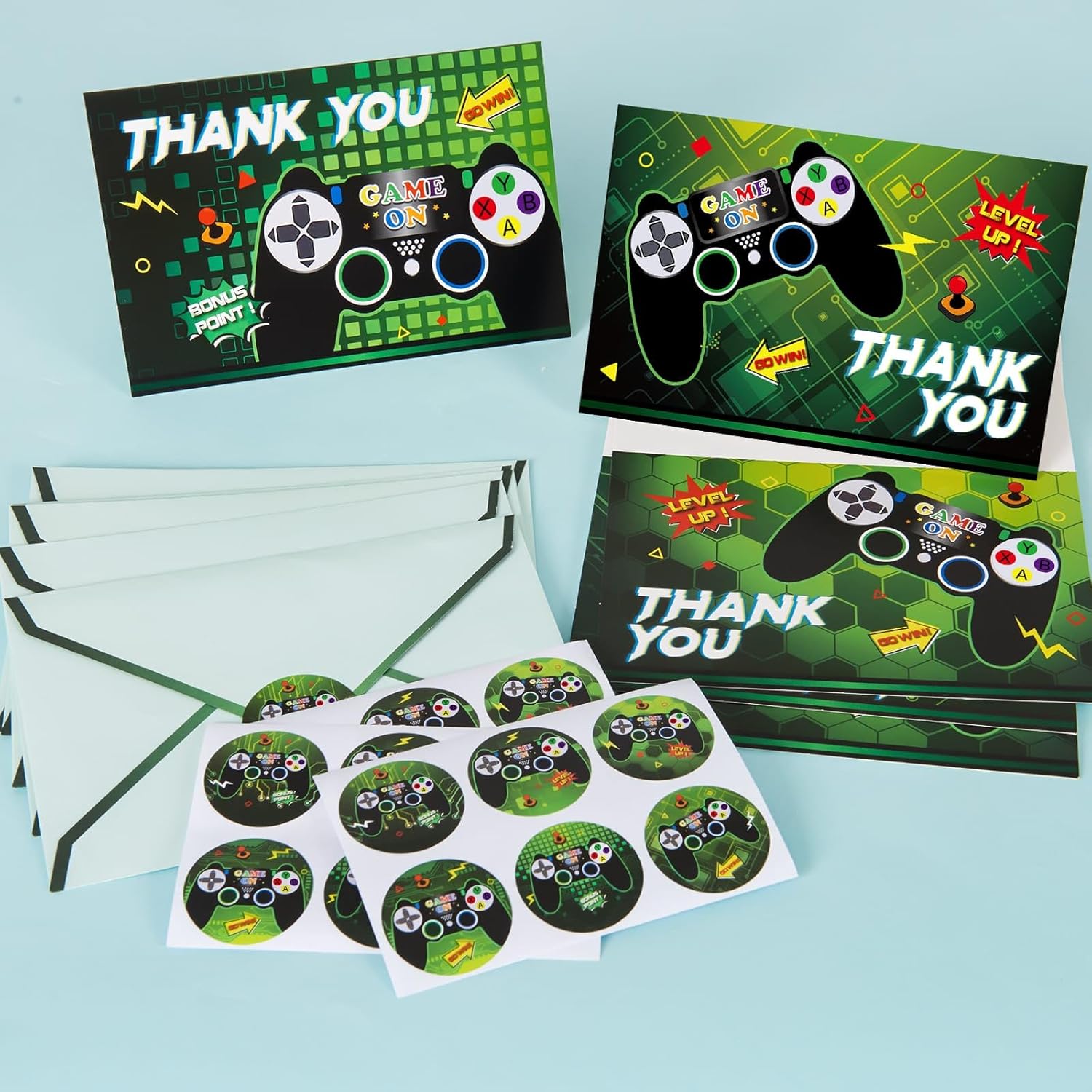WERNNSAI Video Game Thank You Cards 24PCS Gamer Decorations