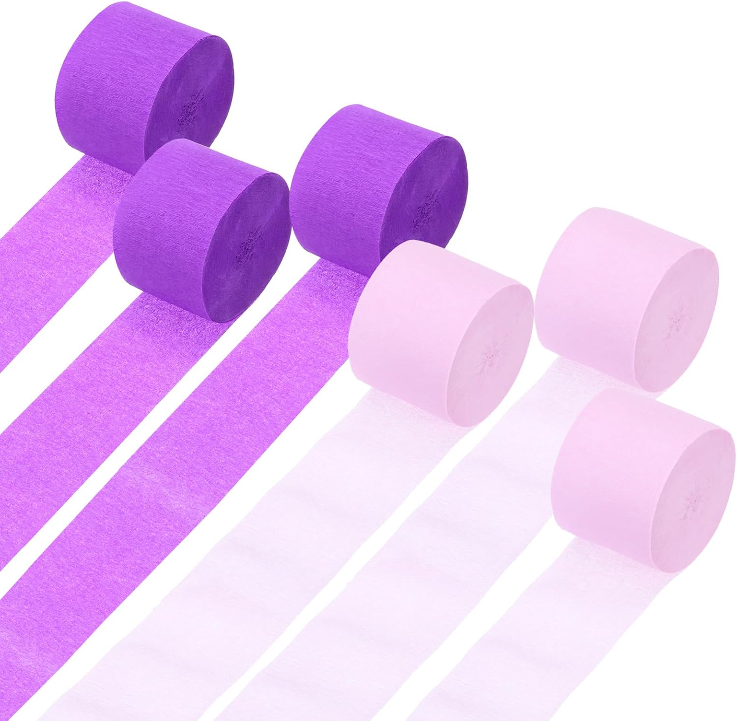 MECCANIXITY Crepe Paper Streamers 6 Rolls 492ft Light Pink Purple