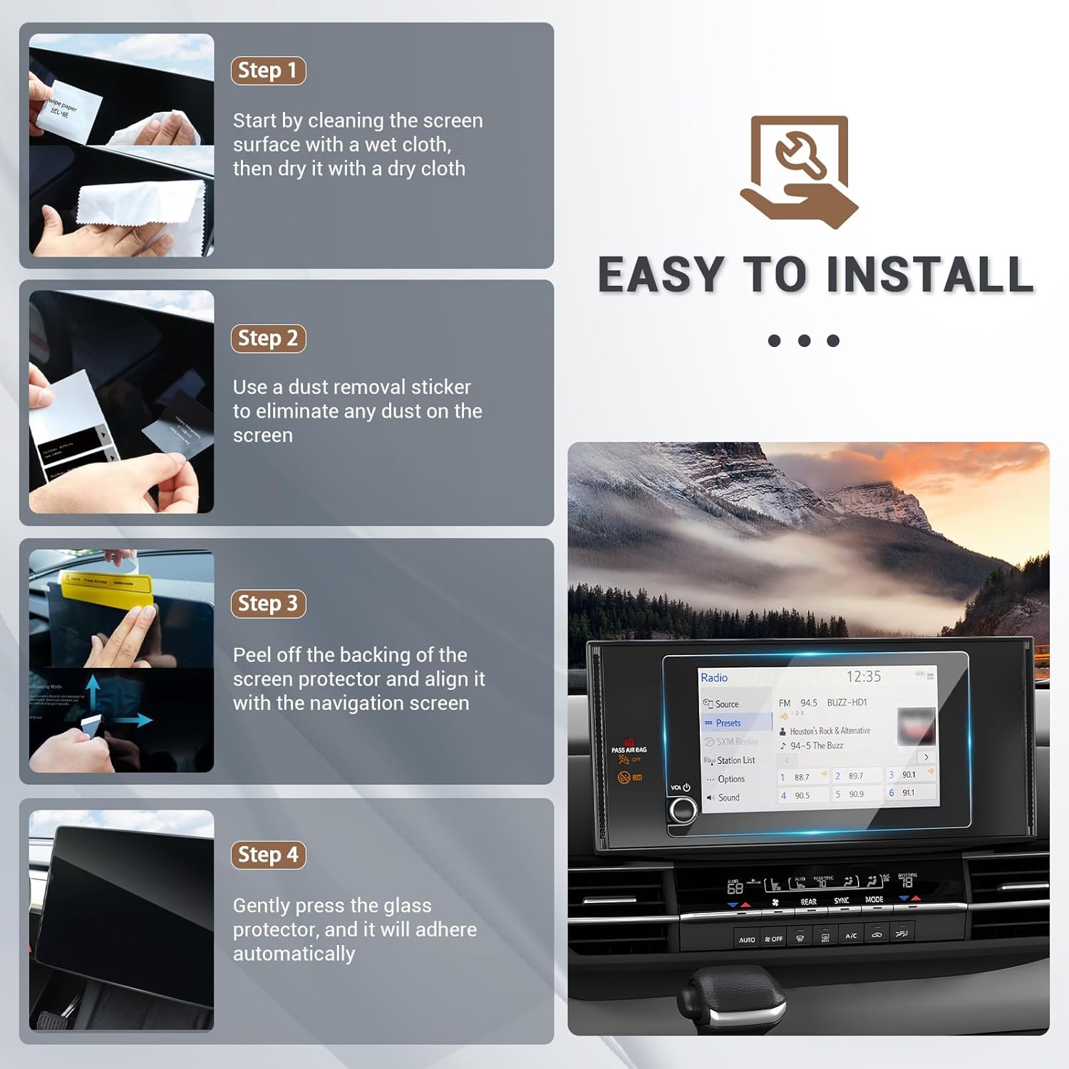 2025 Toyota Sienna LE 8 Screen Protector Tempered Glass