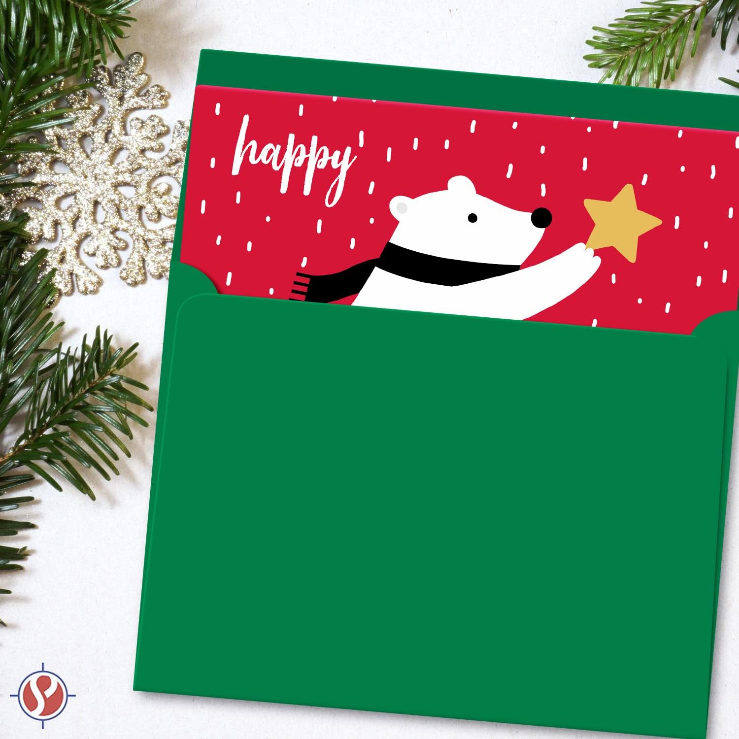 Blank Red A2 Cards with Green Envelopes - 25 Sets