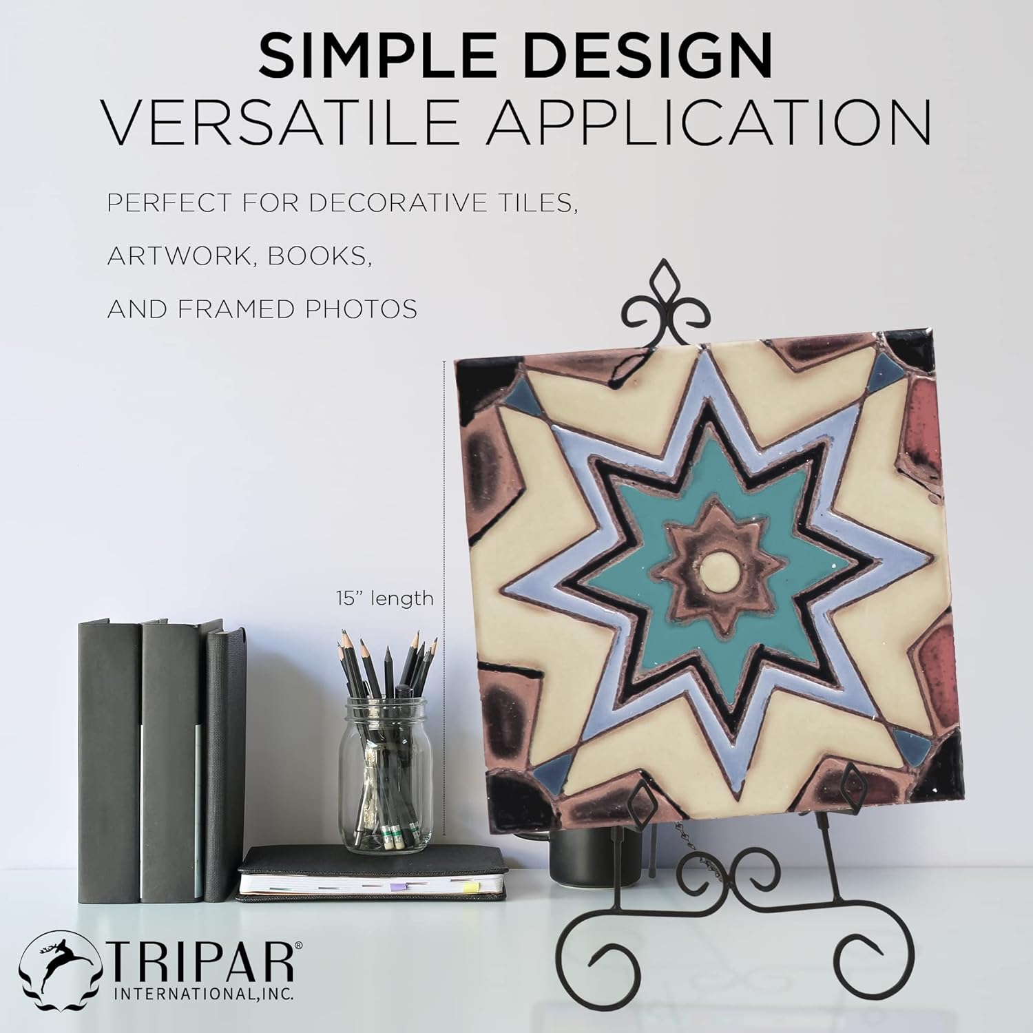 Tripar Decorative Easel Stand Black with Gold Accents