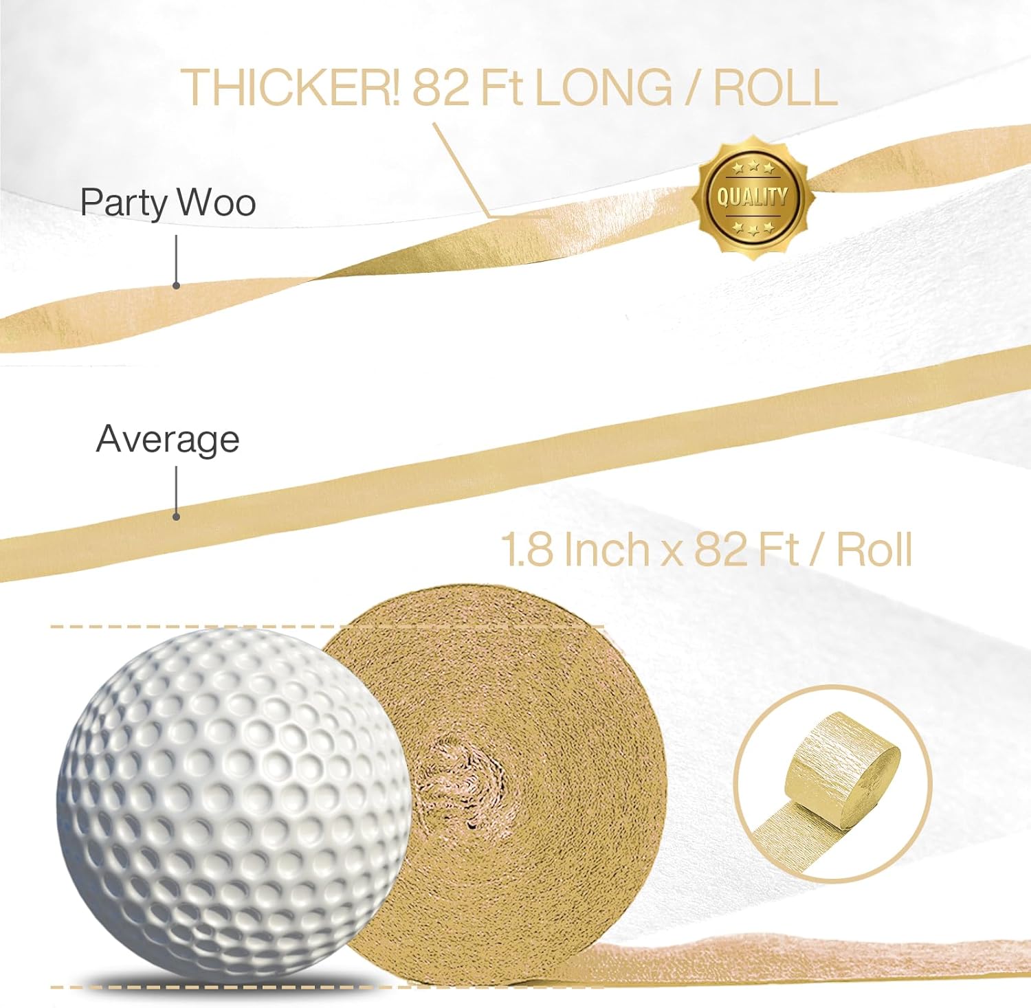 PartyWoo Crepe Paper Streamers 4 Rolls 328ft
