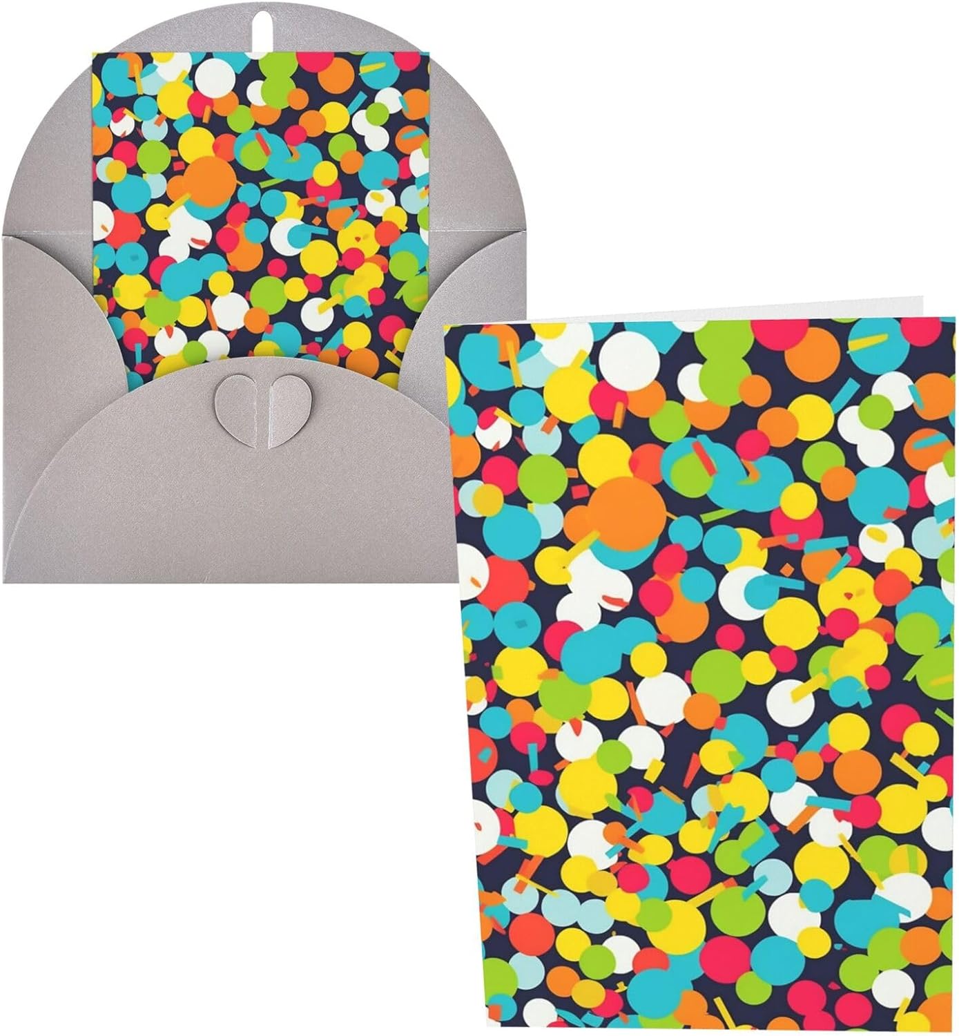 Bright Confetti Greeting Cards with Envelopes 8x6 Inches