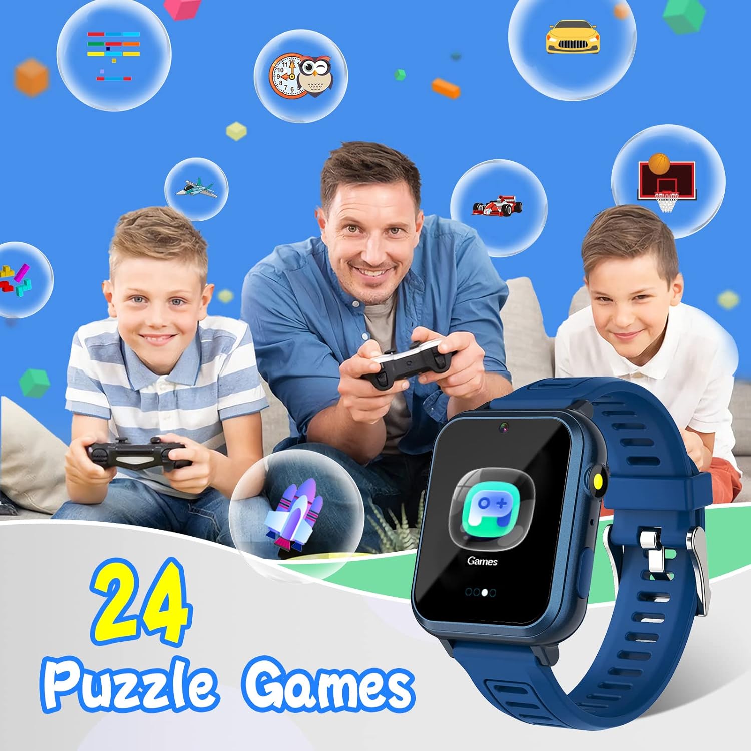 Sedzofan Kids Smart Watch with HD Touch Screen and 24 Puzzle Games