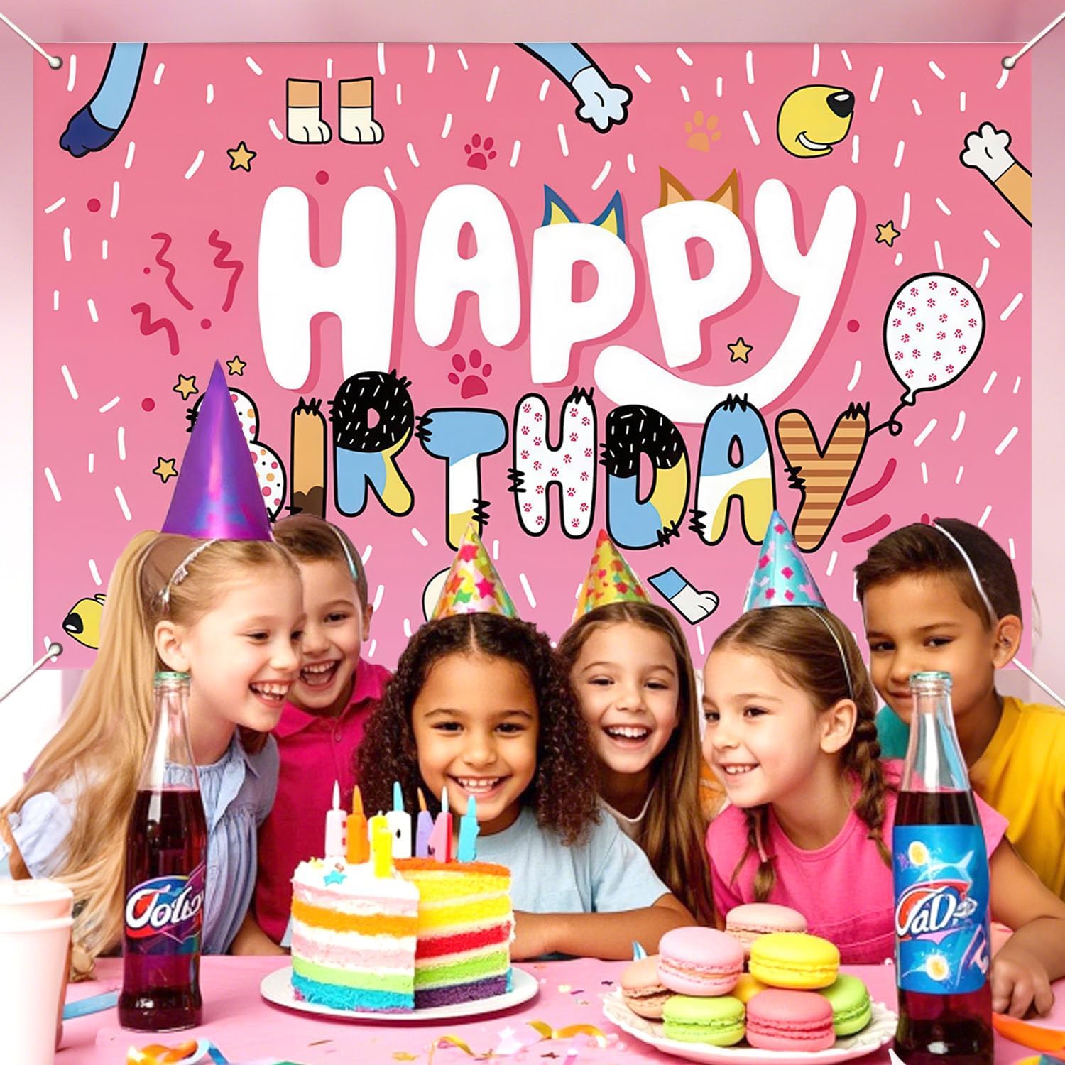 5x3ft Blue Dog Birthday Backdrop for Kids and Adults