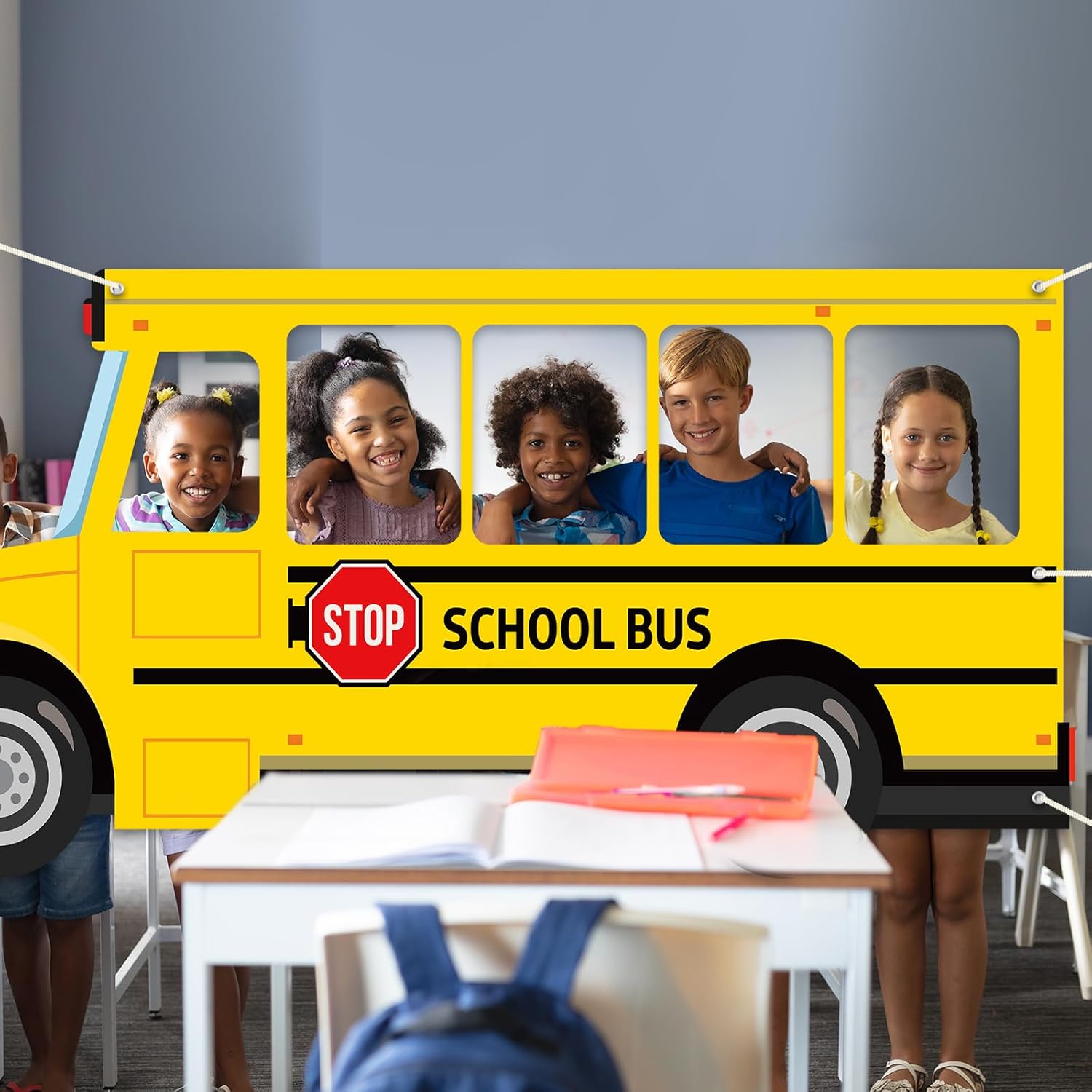 Yellow School Bus Photo Prop Banner for Back to School Party