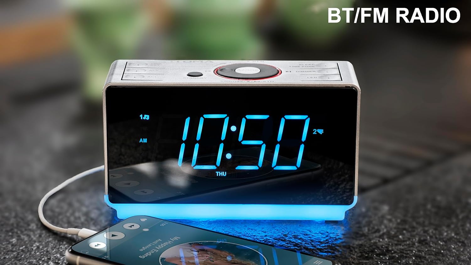iTOMA Alarm Clock Radio with Bluetooth Speaker and Night Light CKS708
