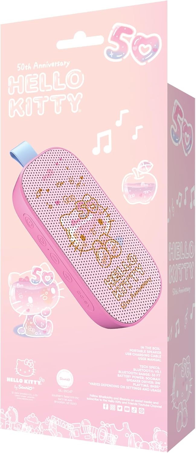 Hello Kitty 50th Anniversary Bluetooth Speaker Portable Rechargeable Cute Design