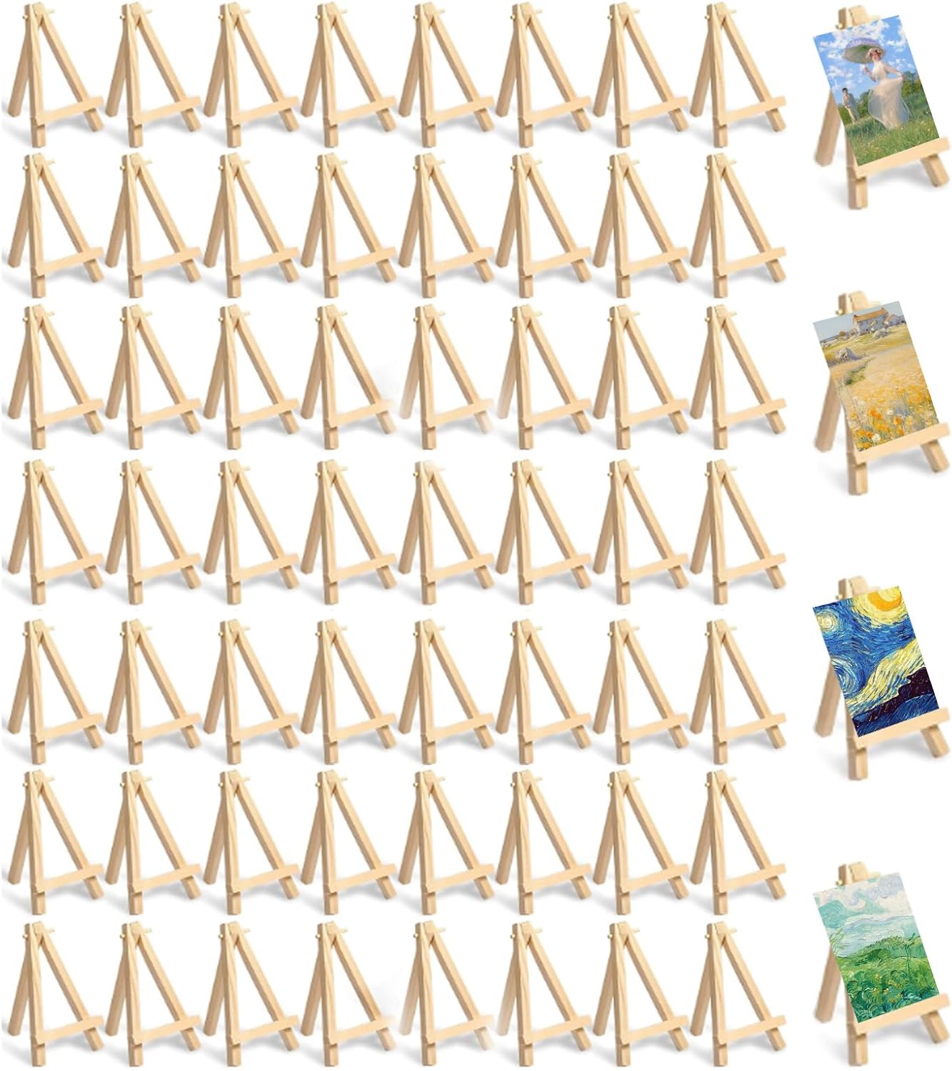 60 Pcs Mini Wooden Easel Stand for Art Displays