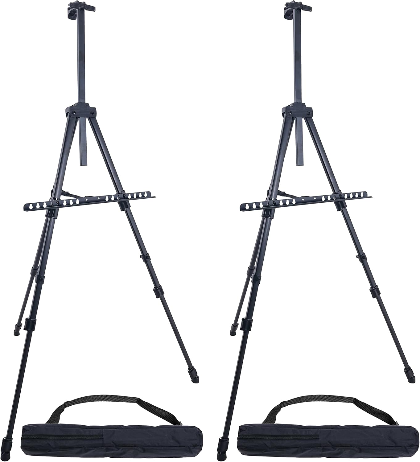 US Art Supply 66 Inch Black Metal Tripod Easel Set of 2