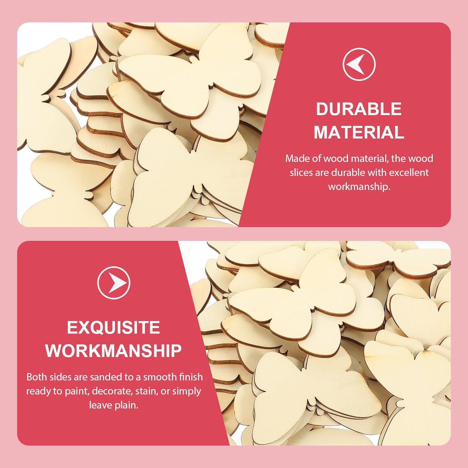 TINKSKY 50pcs Wooden Butterfly Craft Blank DIY Kit