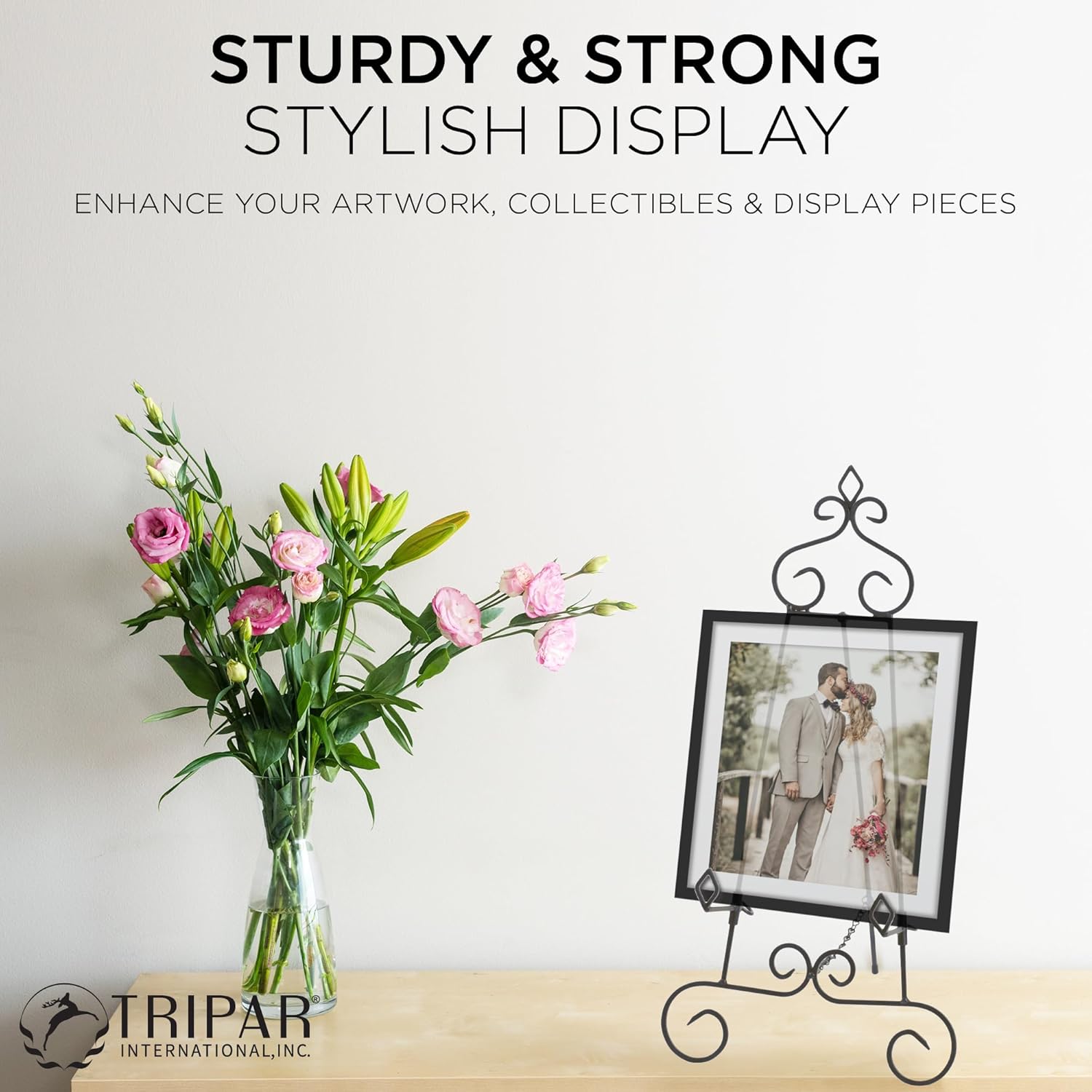 Tripar Decorative Easel Stand Black with Gold Accents