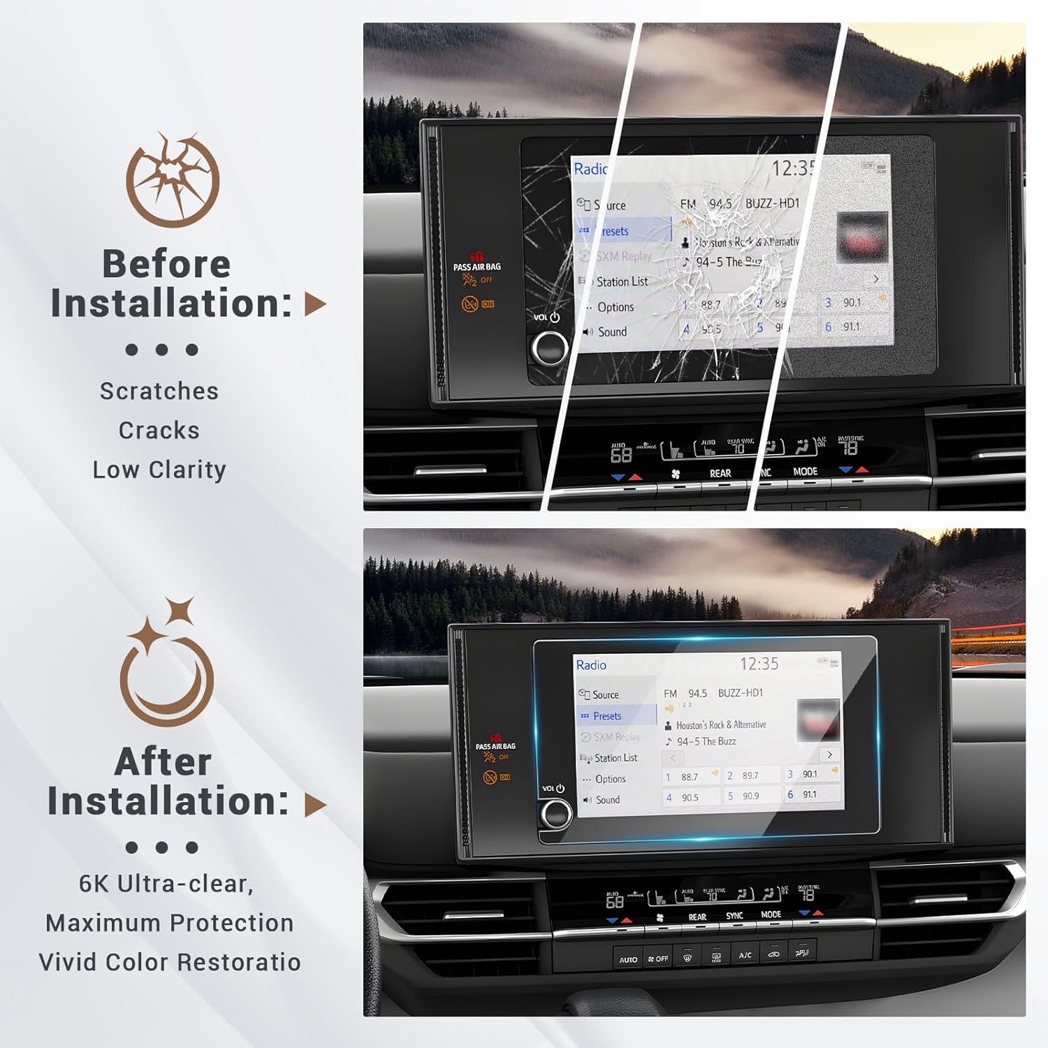 2025 Toyota Sienna LE 8 Screen Protector Tempered Glass
