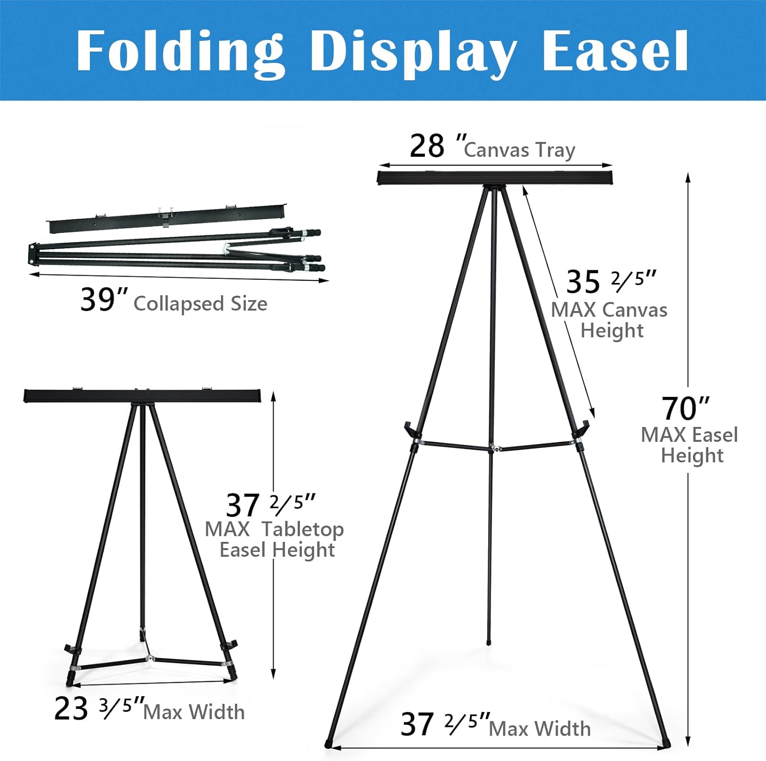 Falling in Art Extra Large 70 High Flip Chart Tripod Display Easel Black