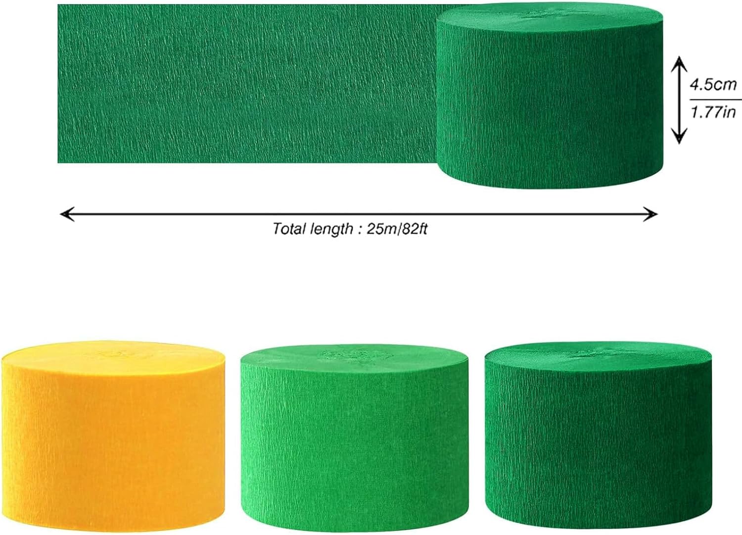 ZOOYOO Crepe Paper Streamers 6 Rolls 486ft Green Yellow Decor