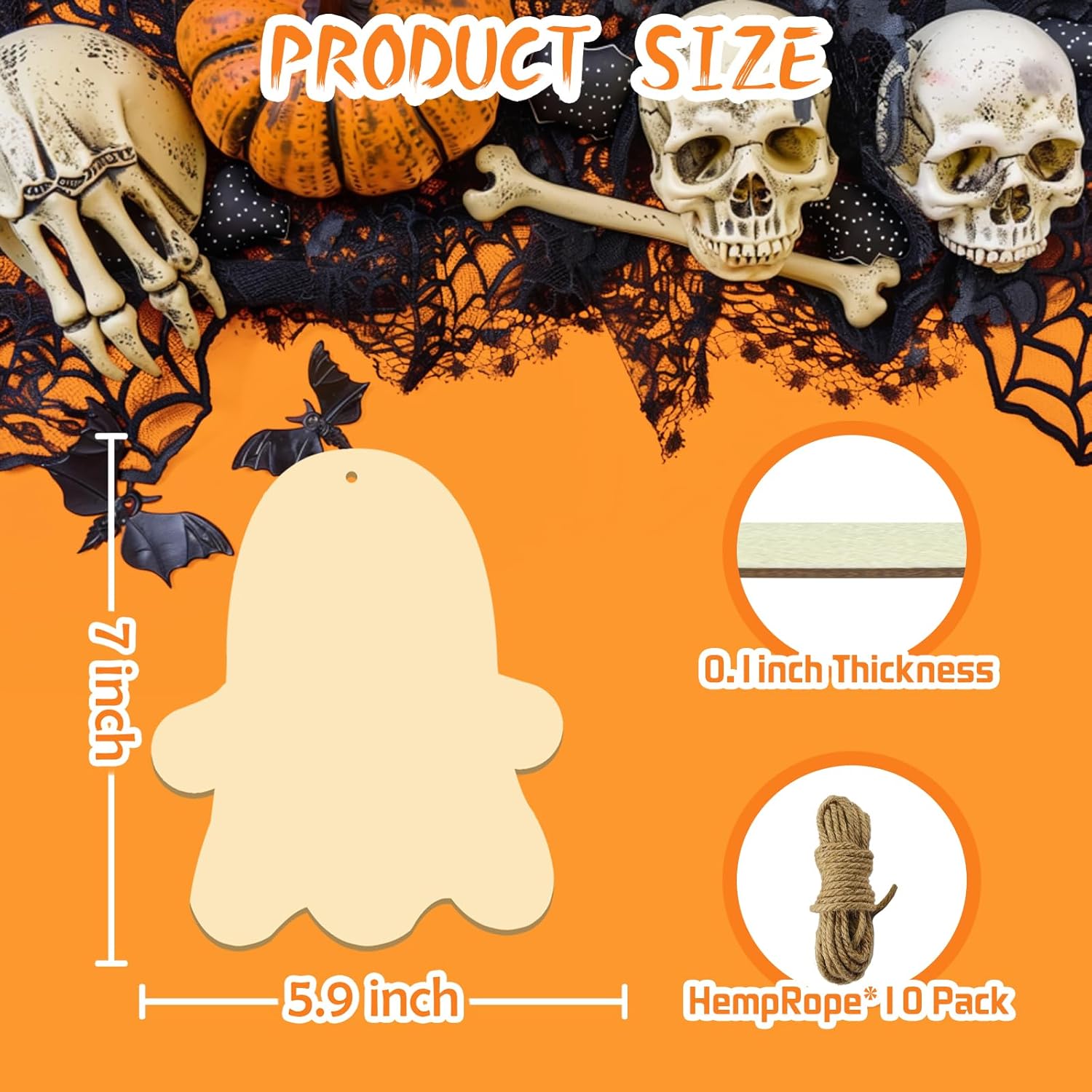 SNILOAW Large 7 Halloween Wood Slices Unfinished Decorations