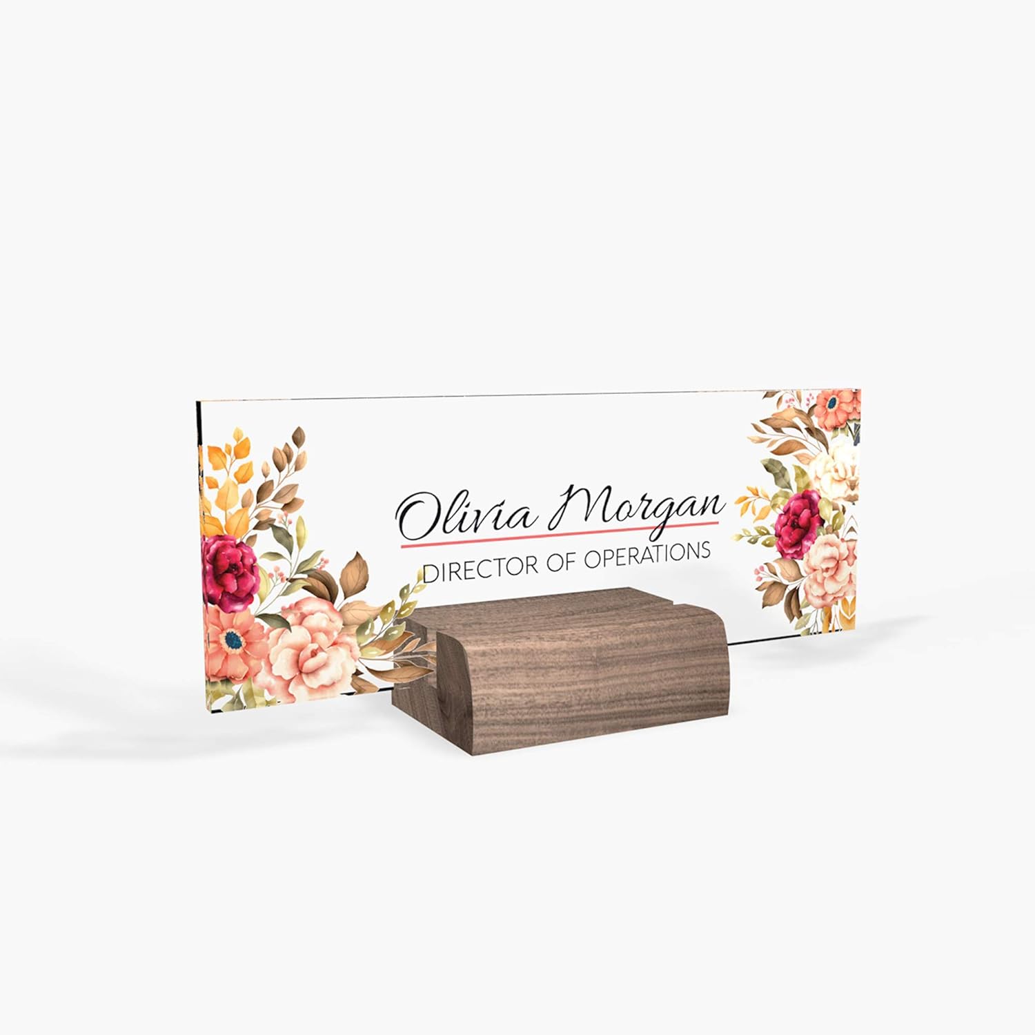 Custom Office Name Plate with 3D Flowers Design
