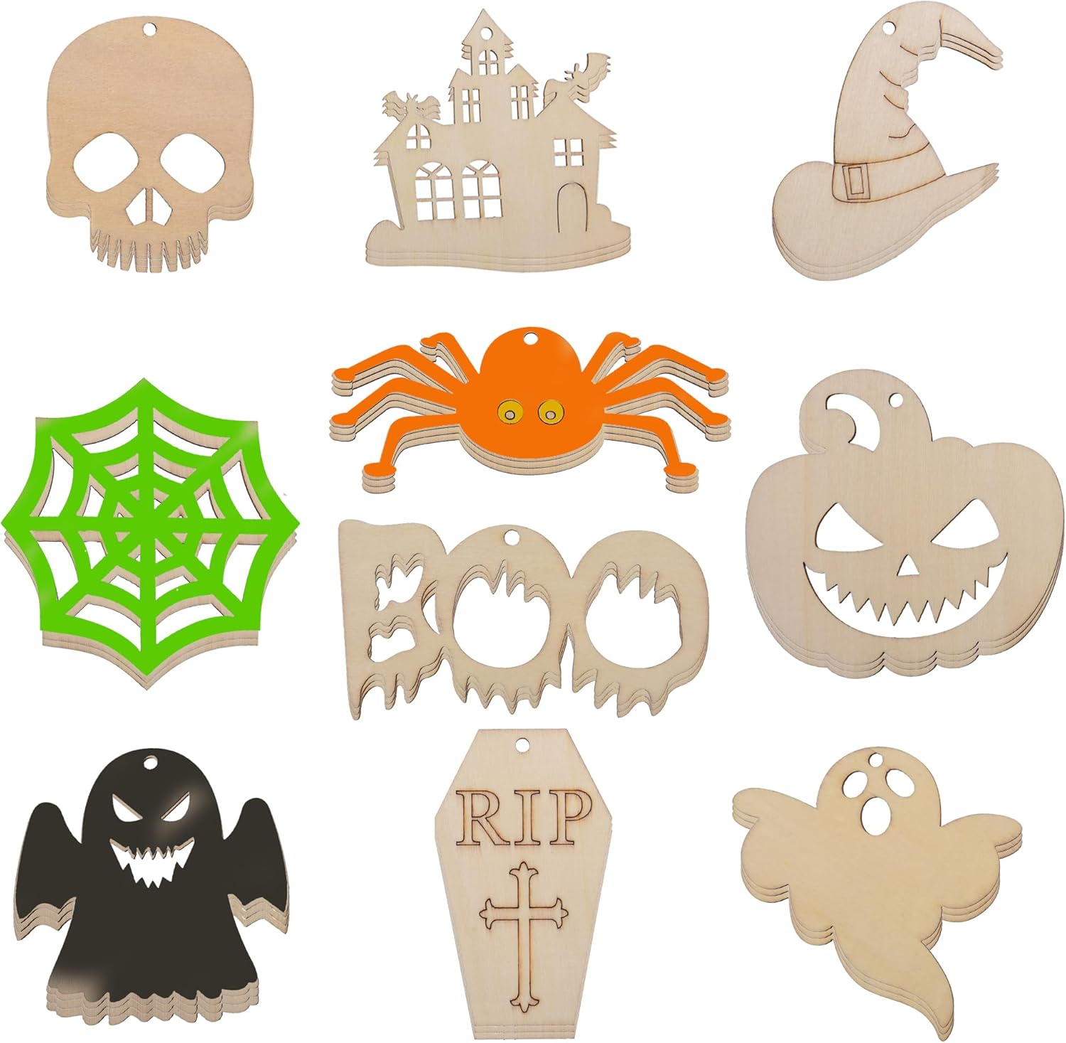 60PCS Unfinished Wooden Cutouts for Kids DIY