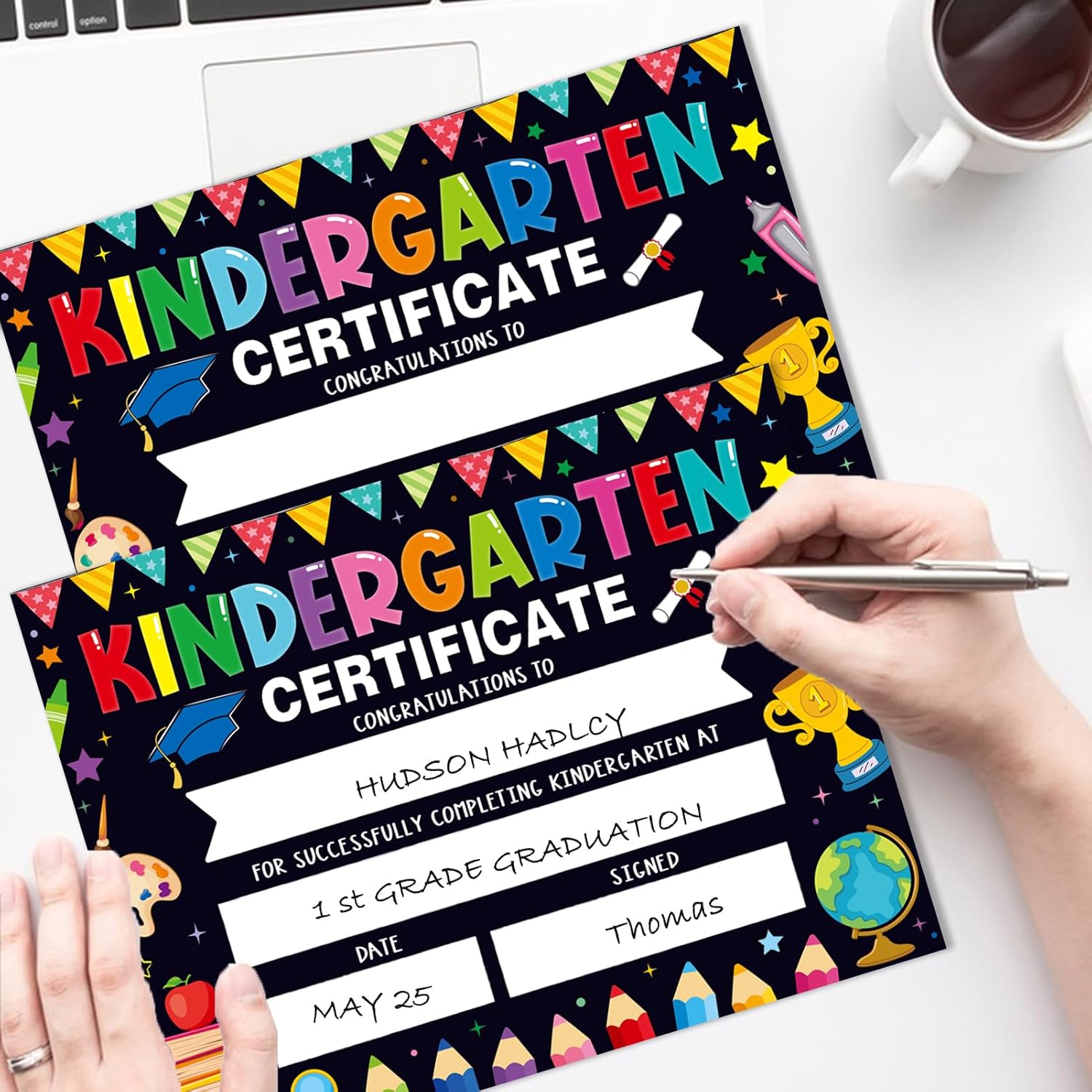 30 Piece Kindergarten Graduation Certificates - Black 85x11 Inches