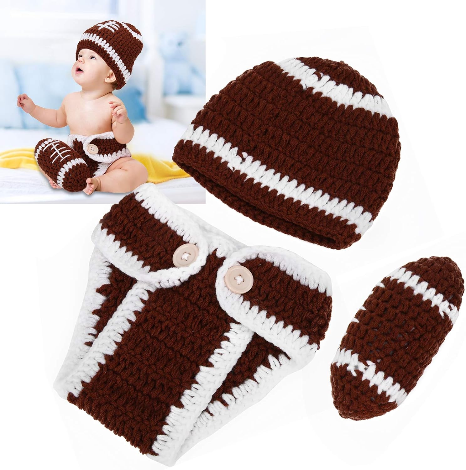 Newborn Photography Props Set Brown Baby Hats for Boys and Girls