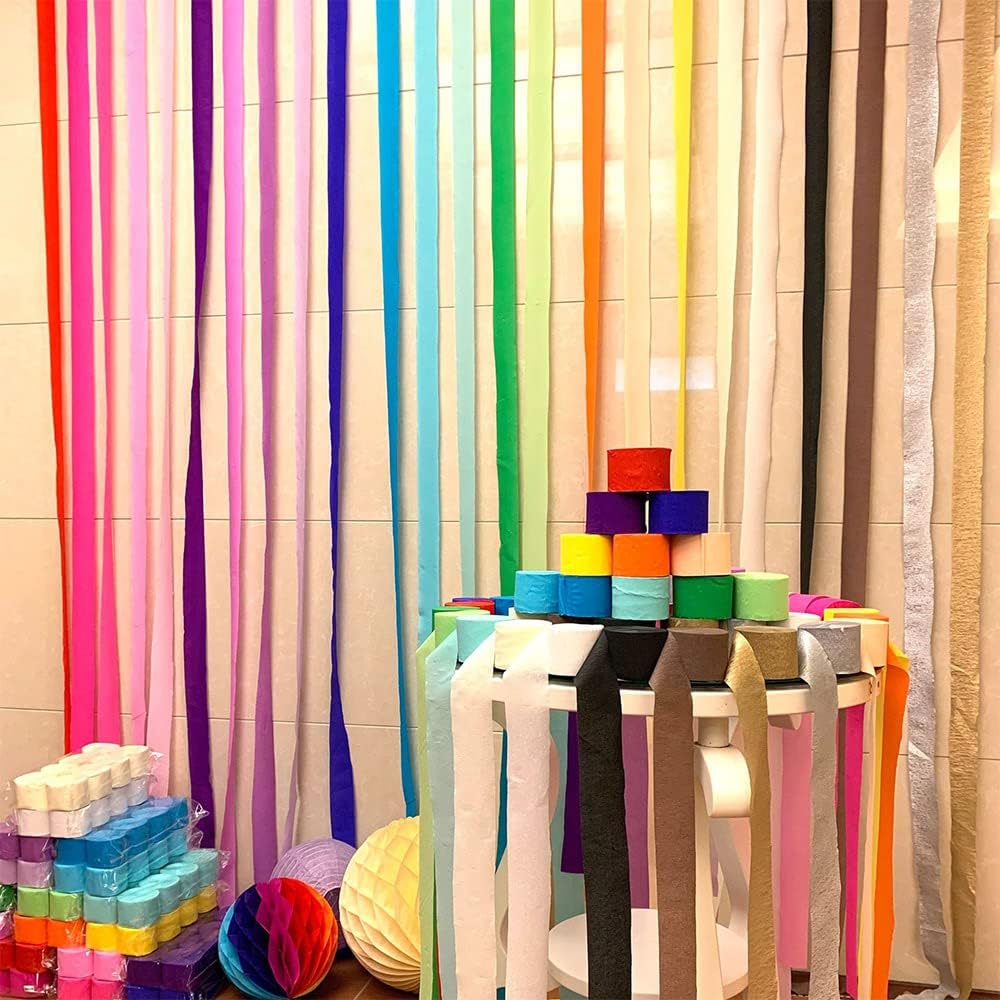 6 Rolls Green Crepe Paper Streamers for Party Decorations