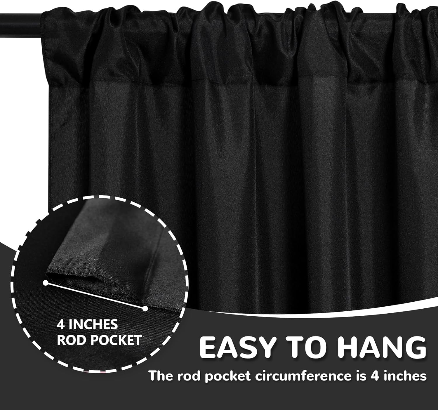 MEETSKY Black Backdrop Curtains 10ft x 8ft for Parties