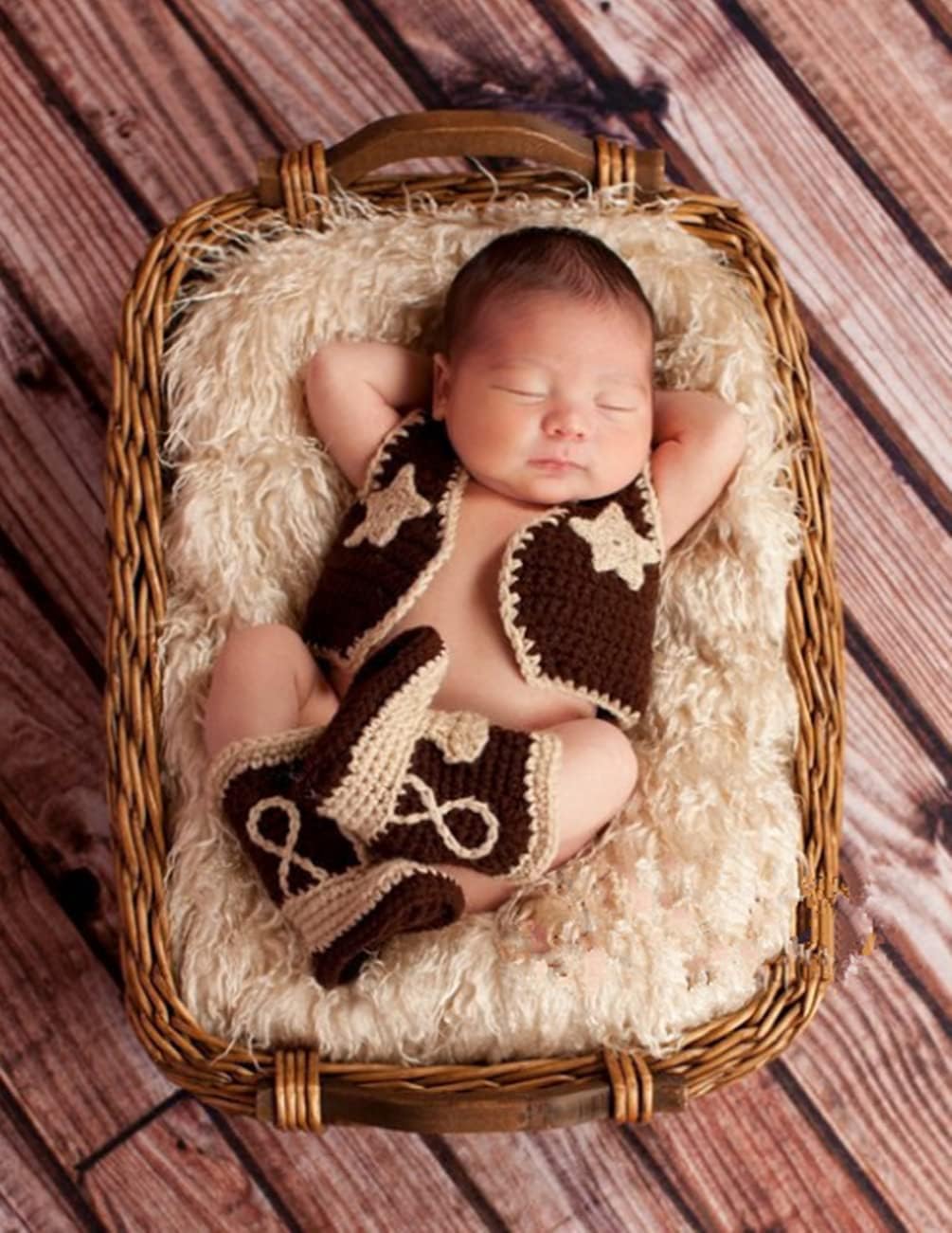 Newborn Cowboy Hat Shoe Set for Baby Photo Shoots