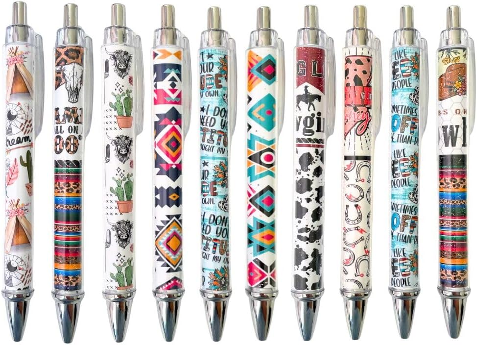 10PC Western Themed Ballpoint Pens for Adults