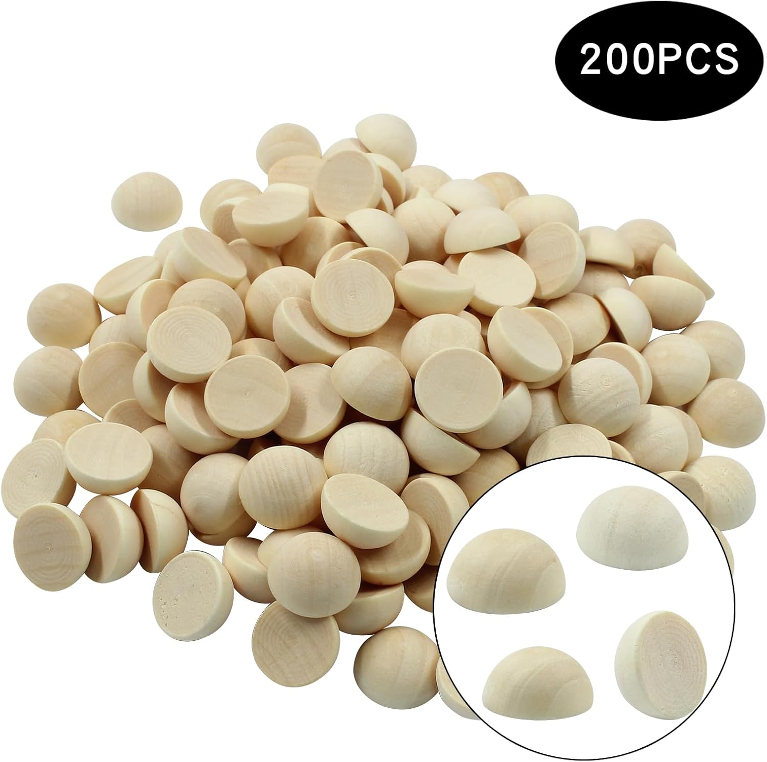 Hitefu 200pcs Mini Half Wood Beads for DIY Crafts
