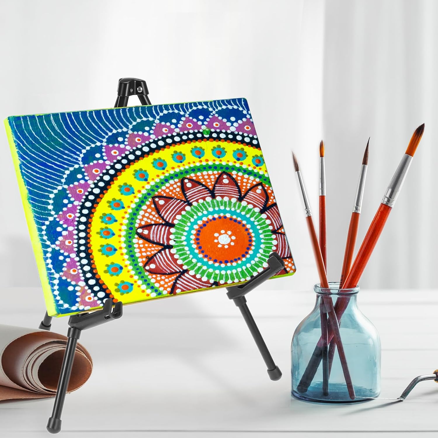 PATIKIL Tabletop Easel Stand for Display Brown