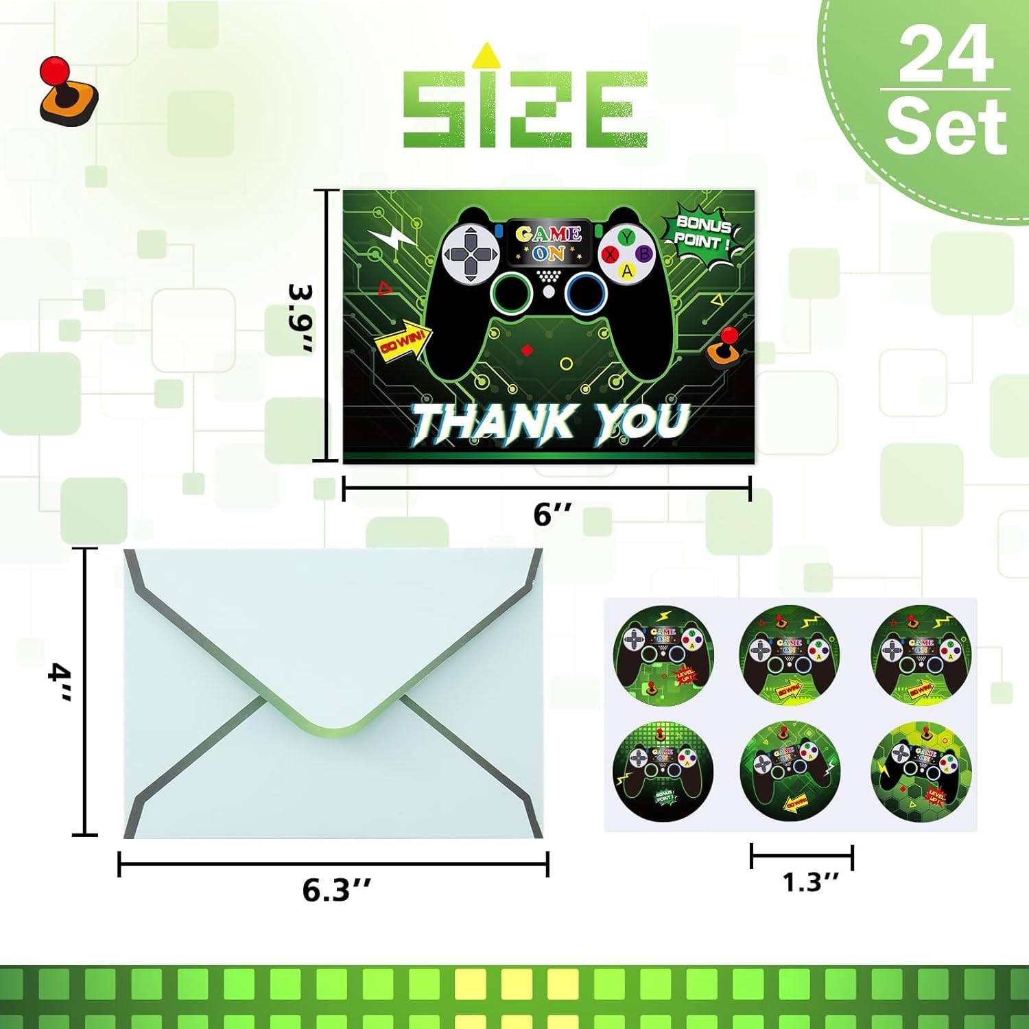 WERNNSAI Video Game Thank You Cards 24PCS Gamer Decorations