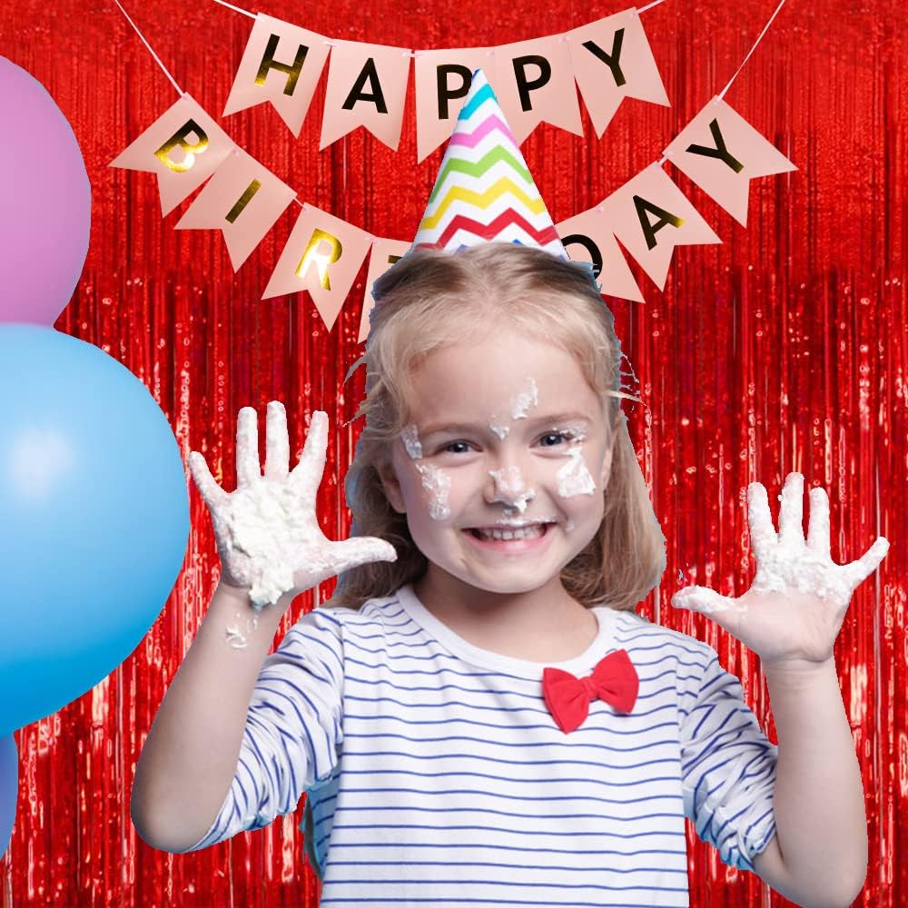 2 Pack Red Foil Streamers Party Backdrop Decor