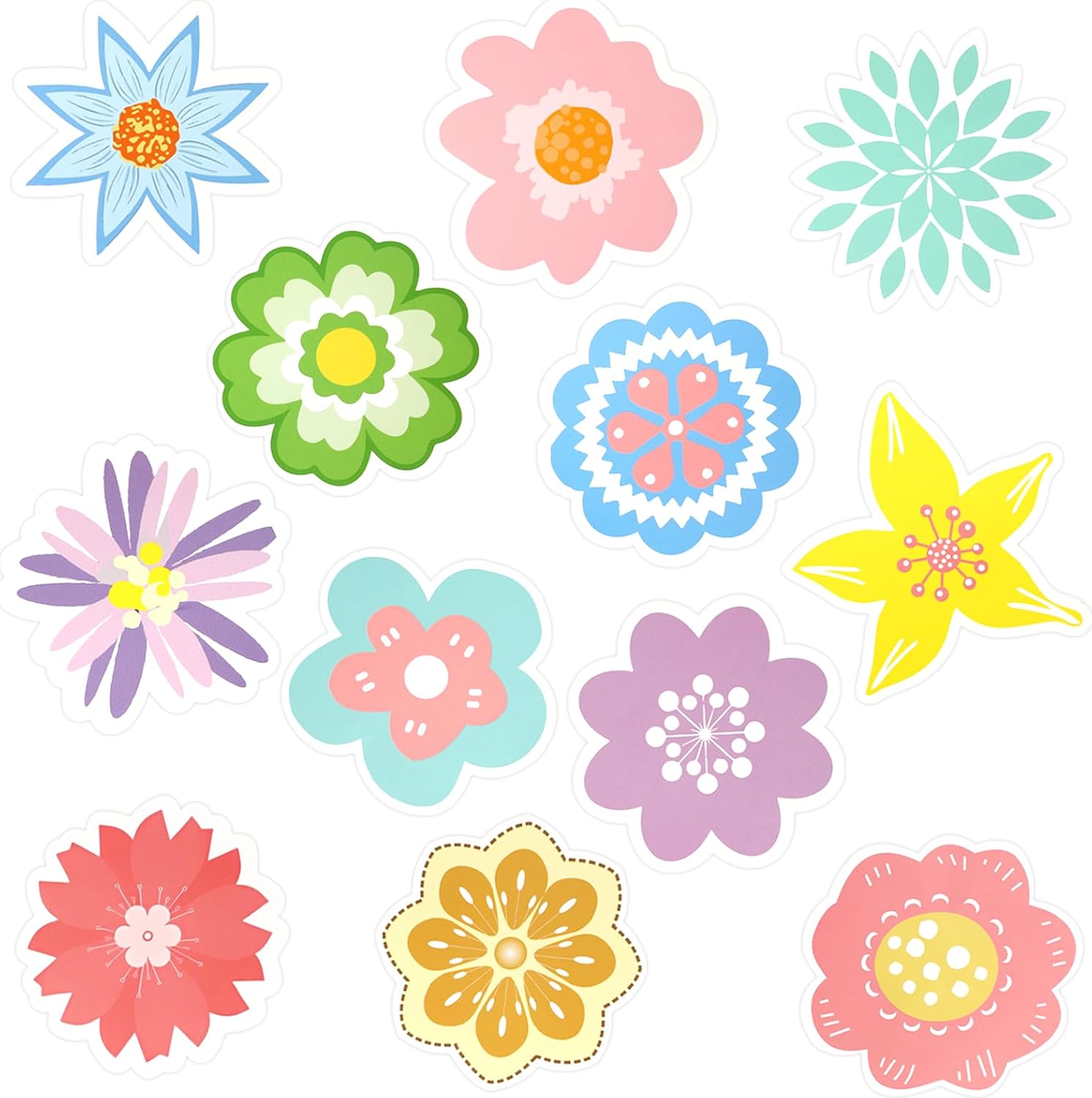 JUNEBRUSHS 72PCS Spring Flower Bulletin Board Decor