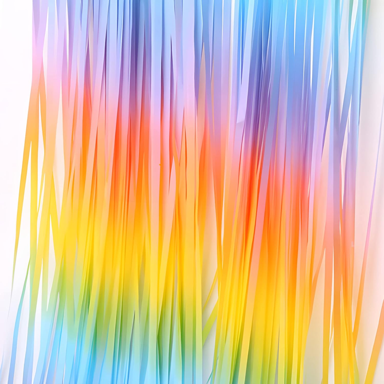GREATRIL Gradient Pastel Foil Fringe Curtain 2 Pack