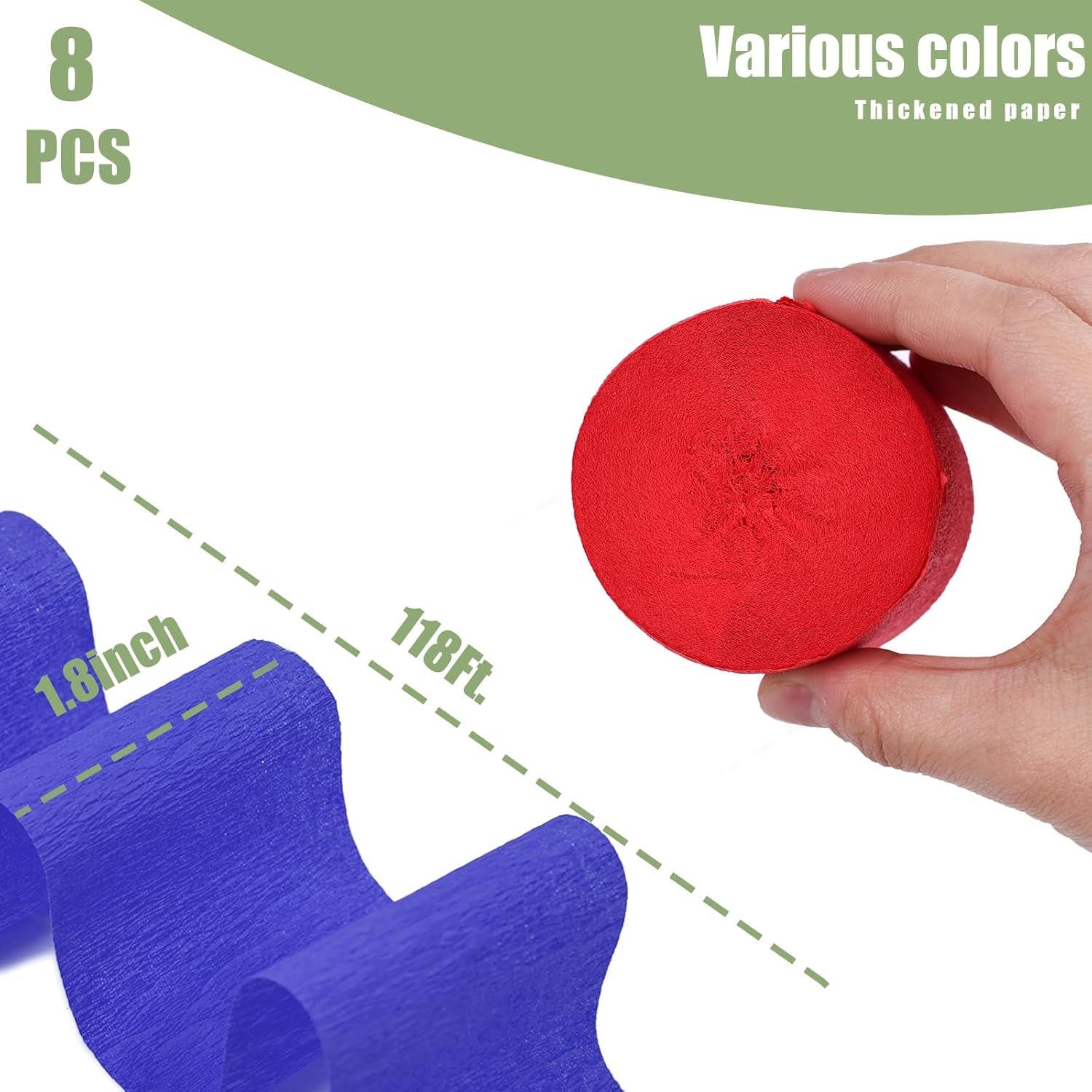VGOODALL 8 Rolls Crepe Paper Streamers