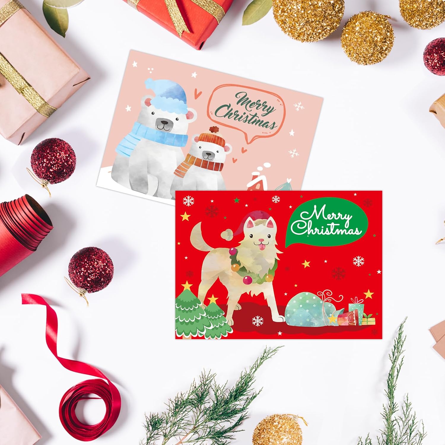 Fancy Land 24 Pack Christmas Greeting Cards with Envelopes