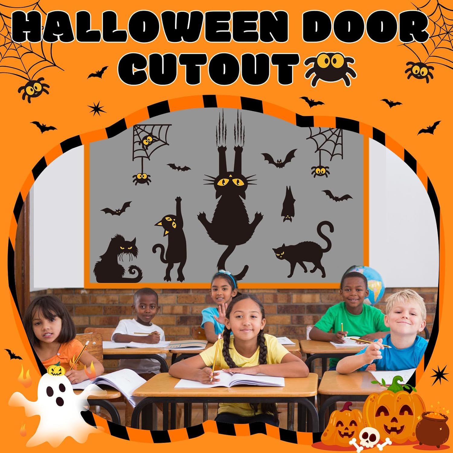 Halloween Bulletin Board Decorations Set Black Cat Cutouts
