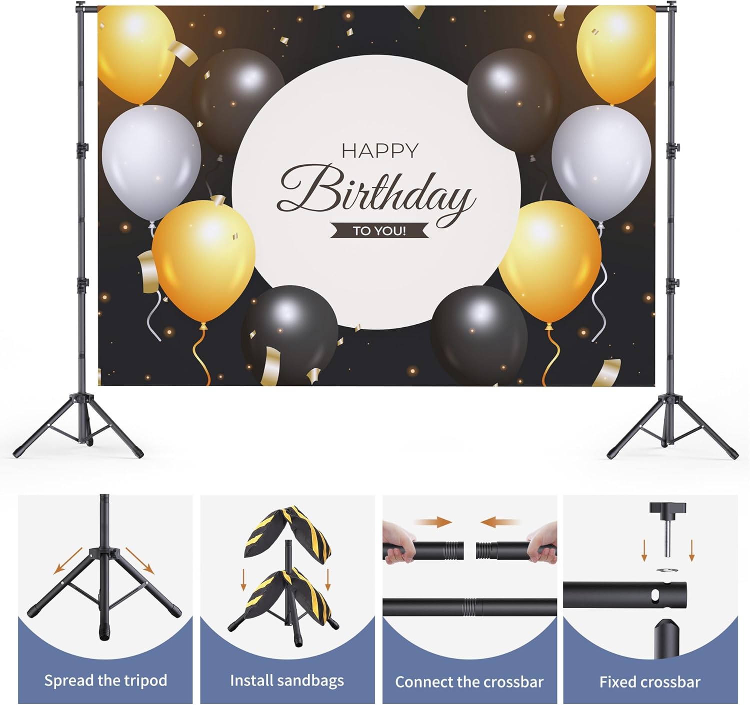 Adjustable Height and Width Backdrop Stand for Balloons Parties and Photo Sessions
