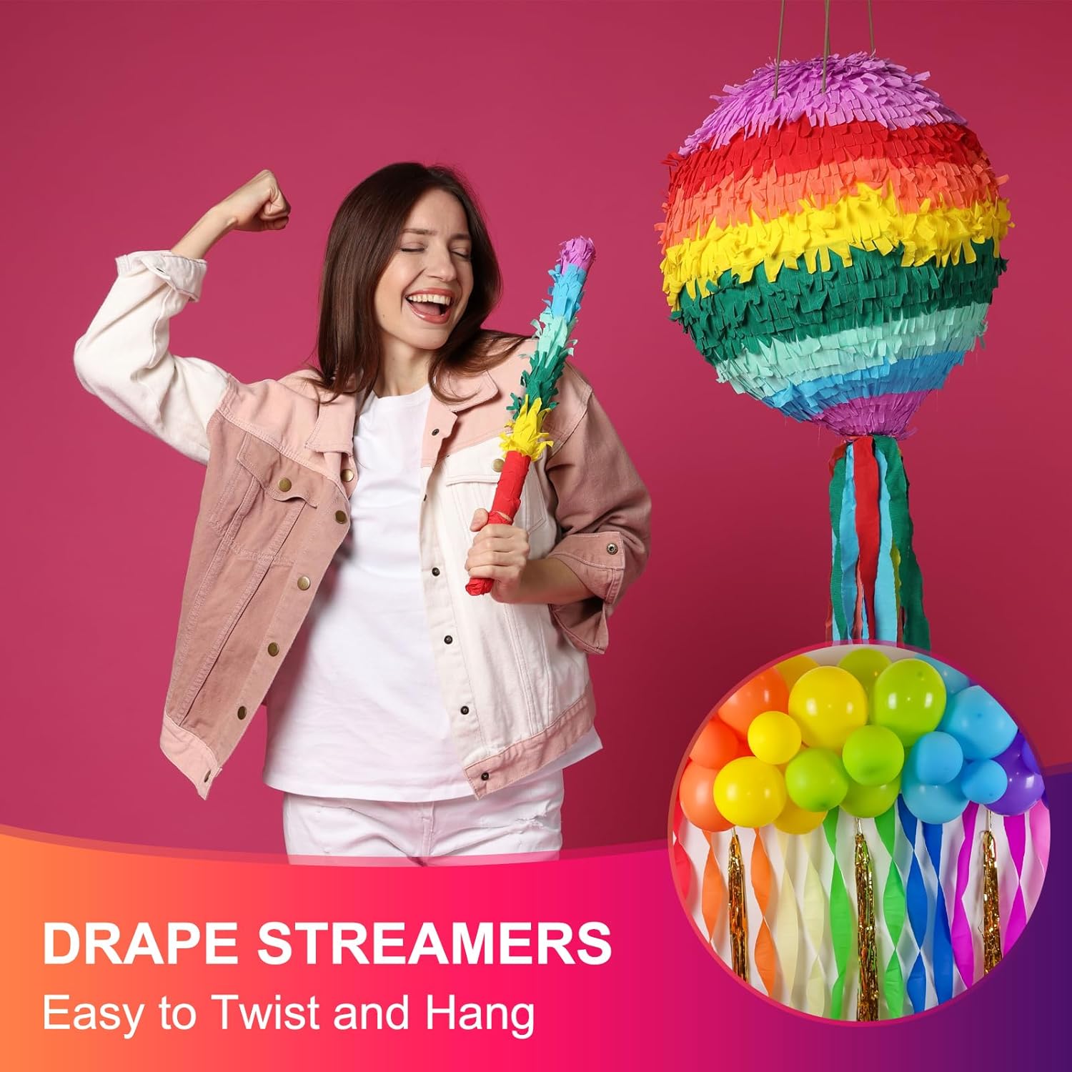 PATIKIL Crepe Paper Streamers 6 Rolls Multicolored 72ft