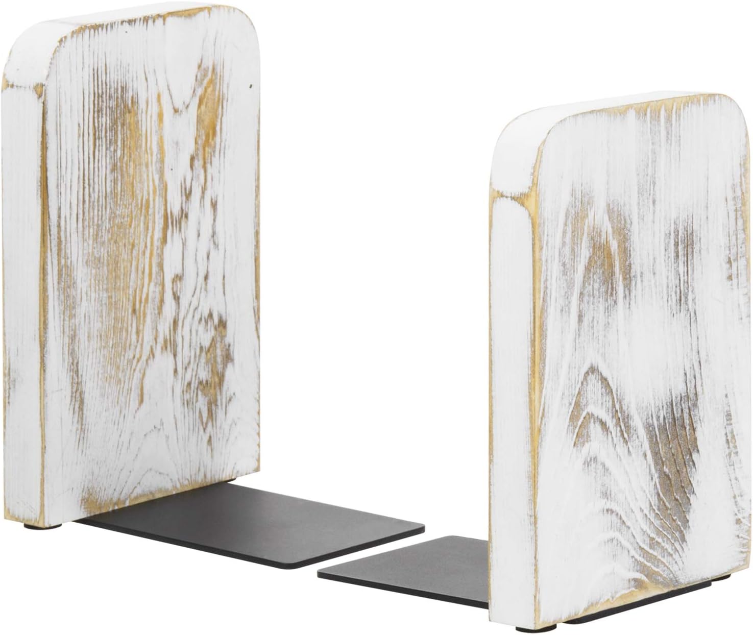 MyGift Whitewashed Wood Bookends 1 Pair