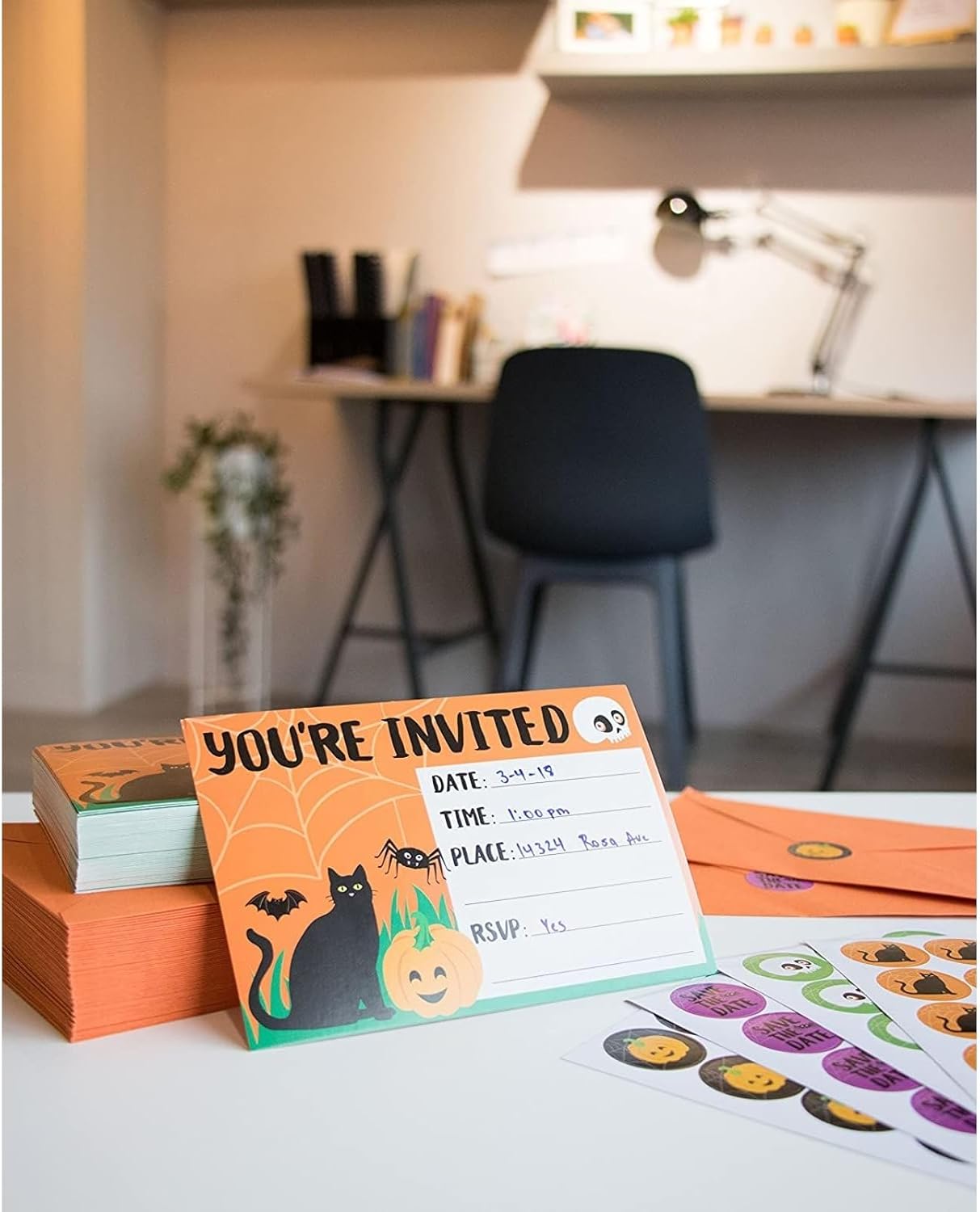Juvale 60-Pack Halloween Invitation Cards with Envelopes and Seals