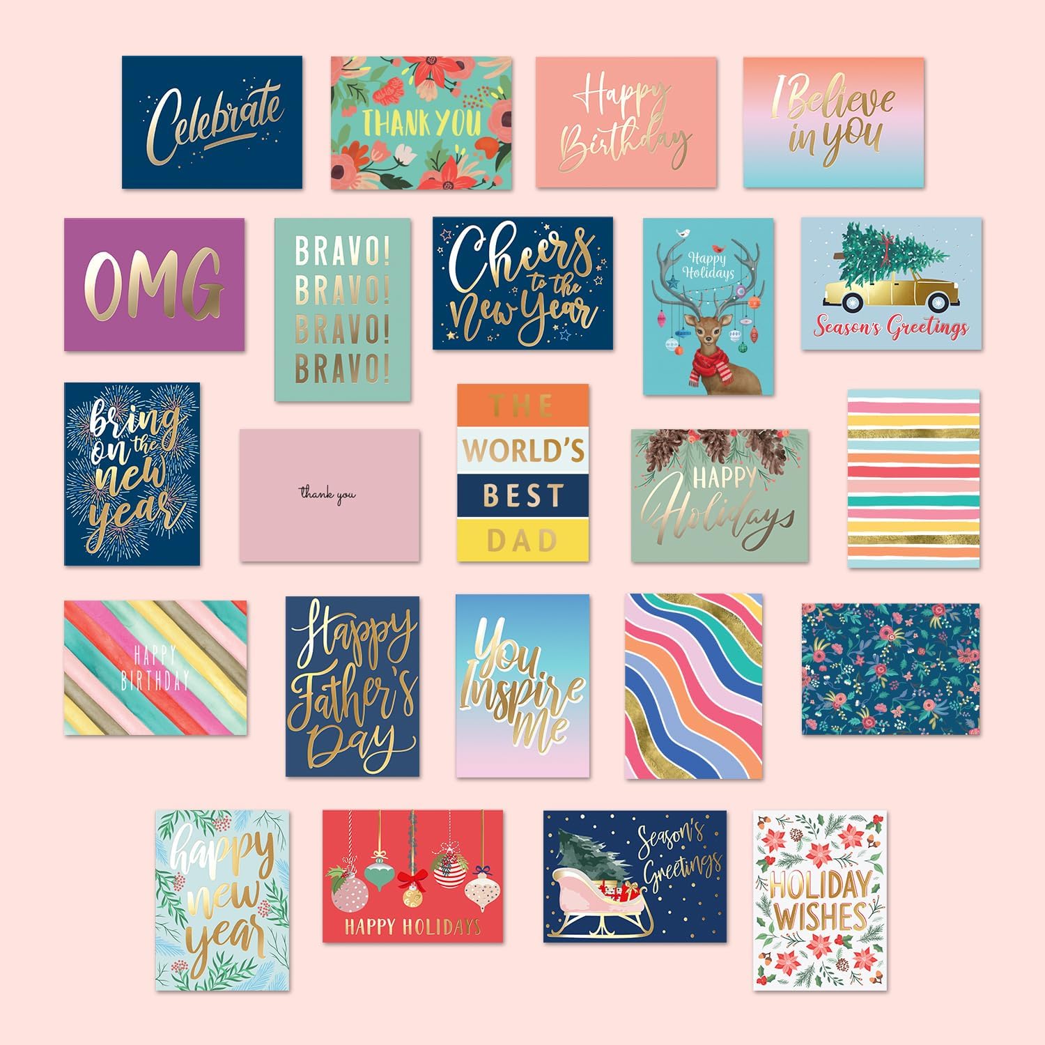 Sweetzer Orange 100 Card Envelope Set - Greeting Cards Assortment