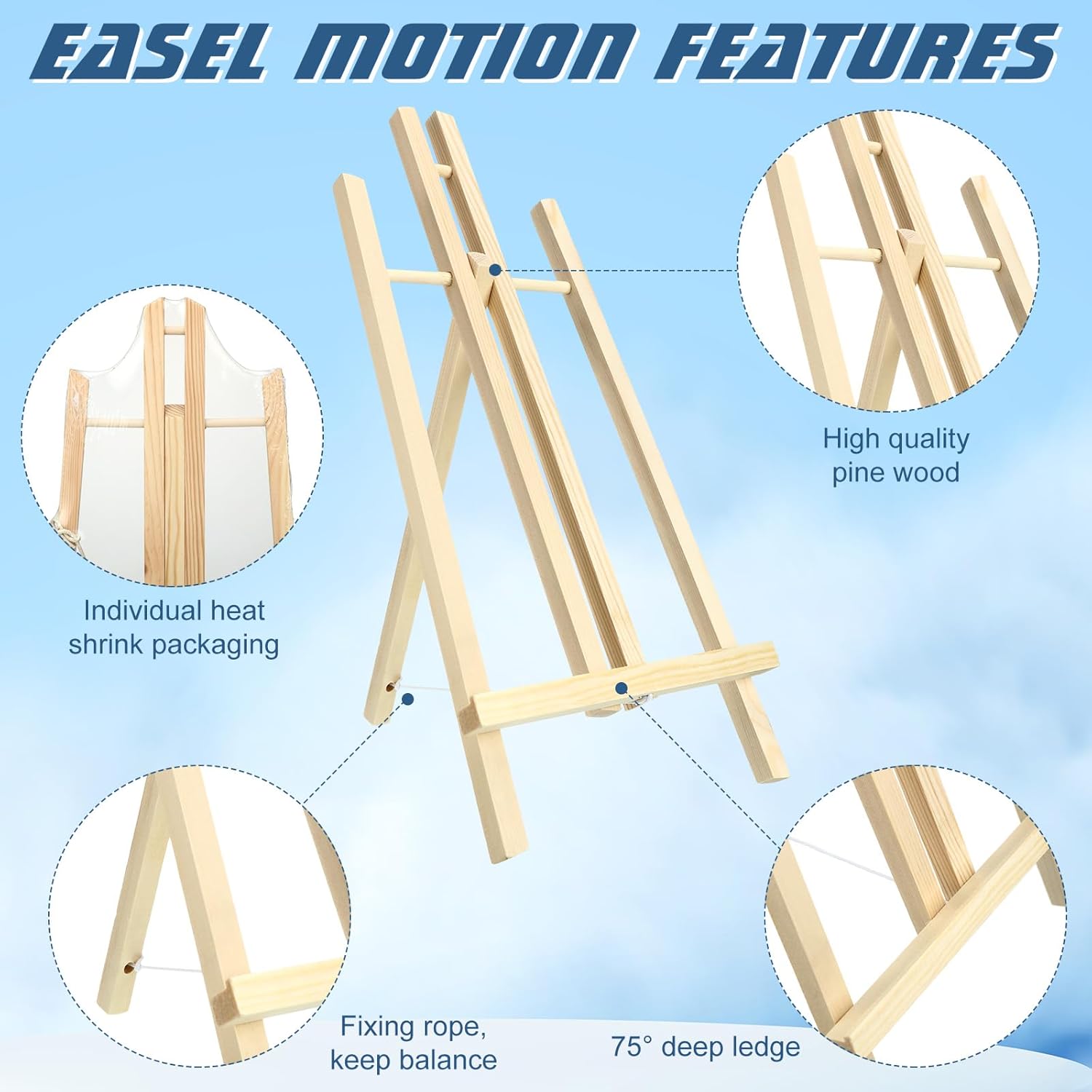 Ctosree 12 Pcs 16 Inch Wooden Table Easel Set