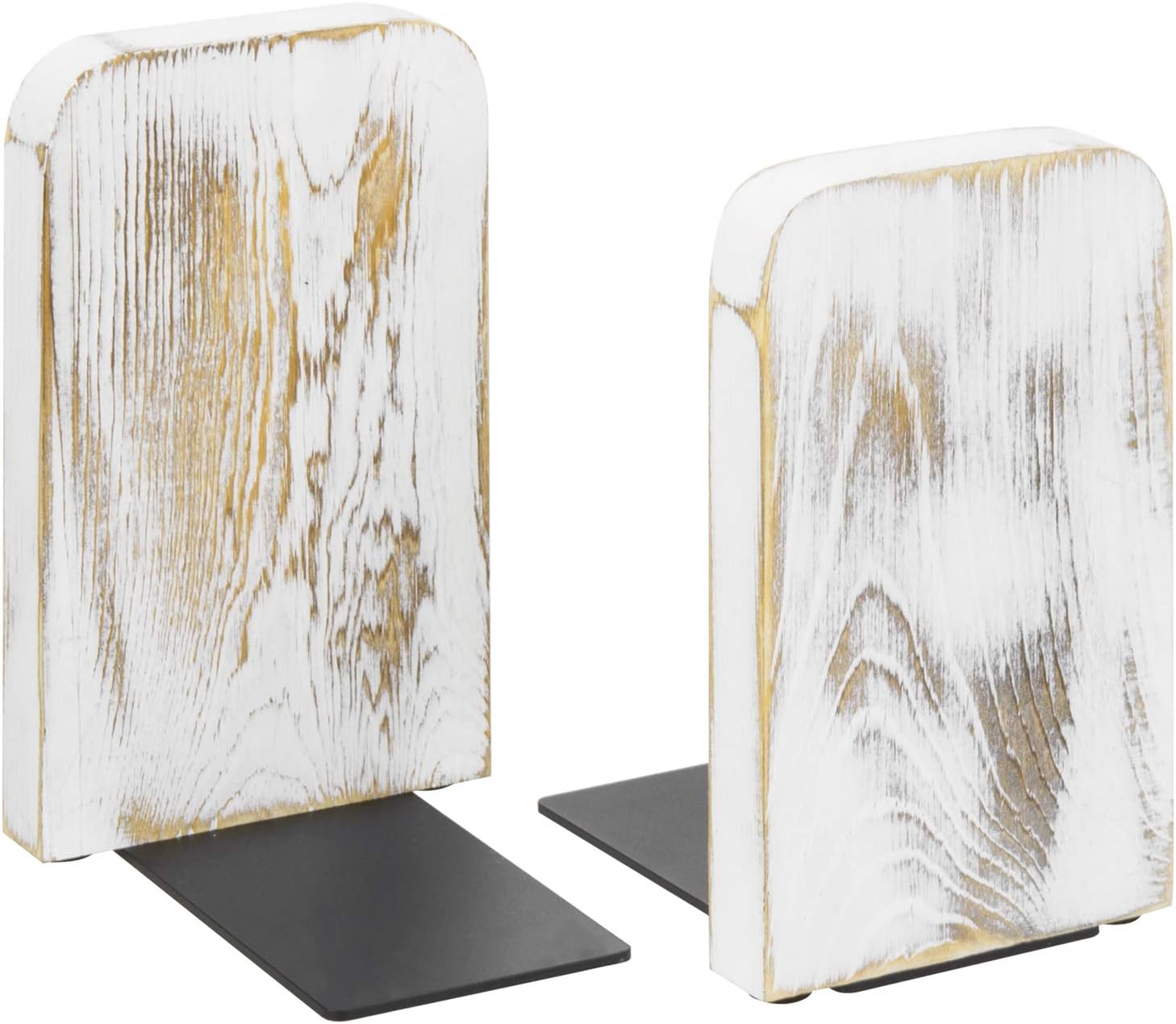 MyGift Whitewashed Wood Bookends 1 Pair