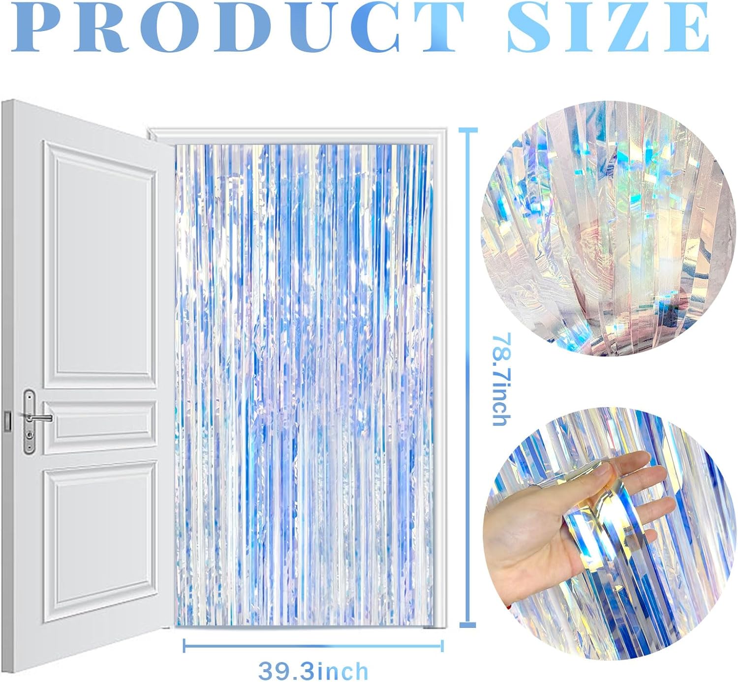 2 Pack Iridescent Foil Curtain Backdrop